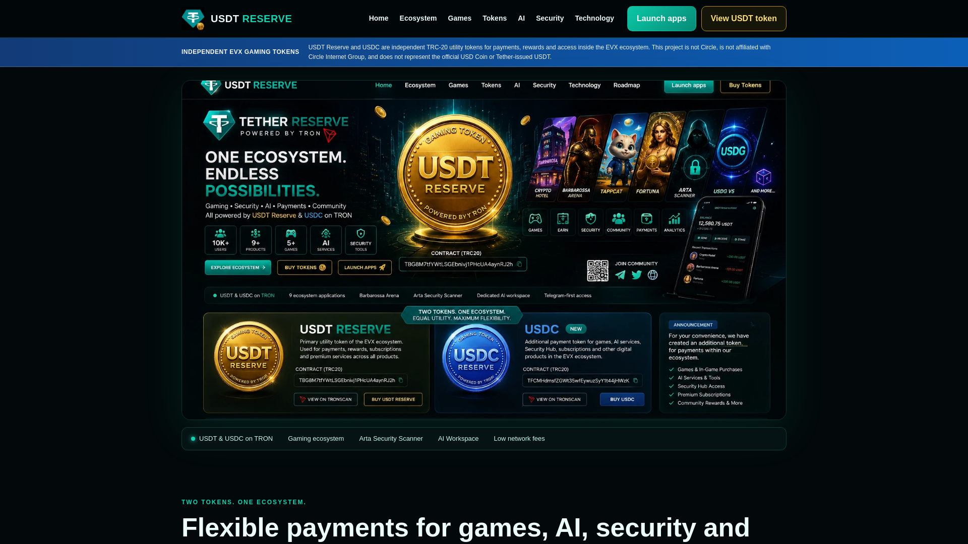 Screenshot of tethereserve.com