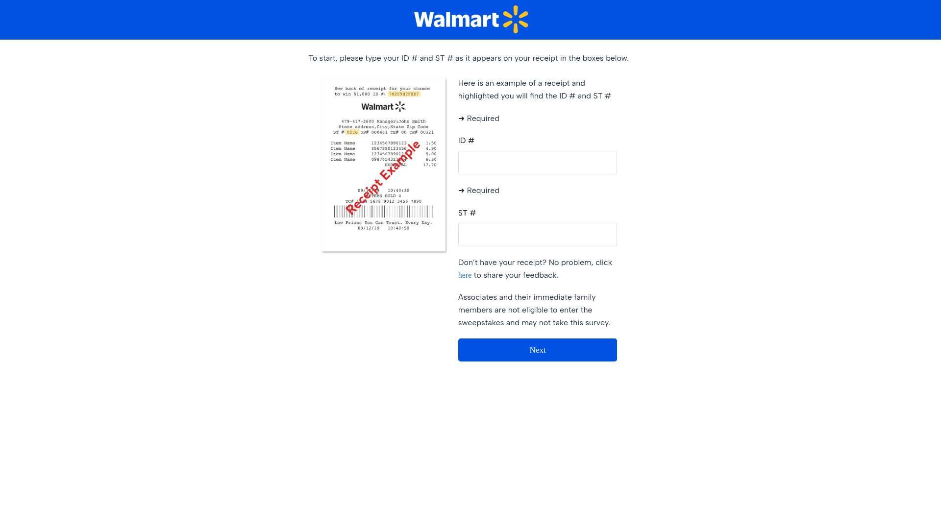 Screenshot of walmart.survey-code.com