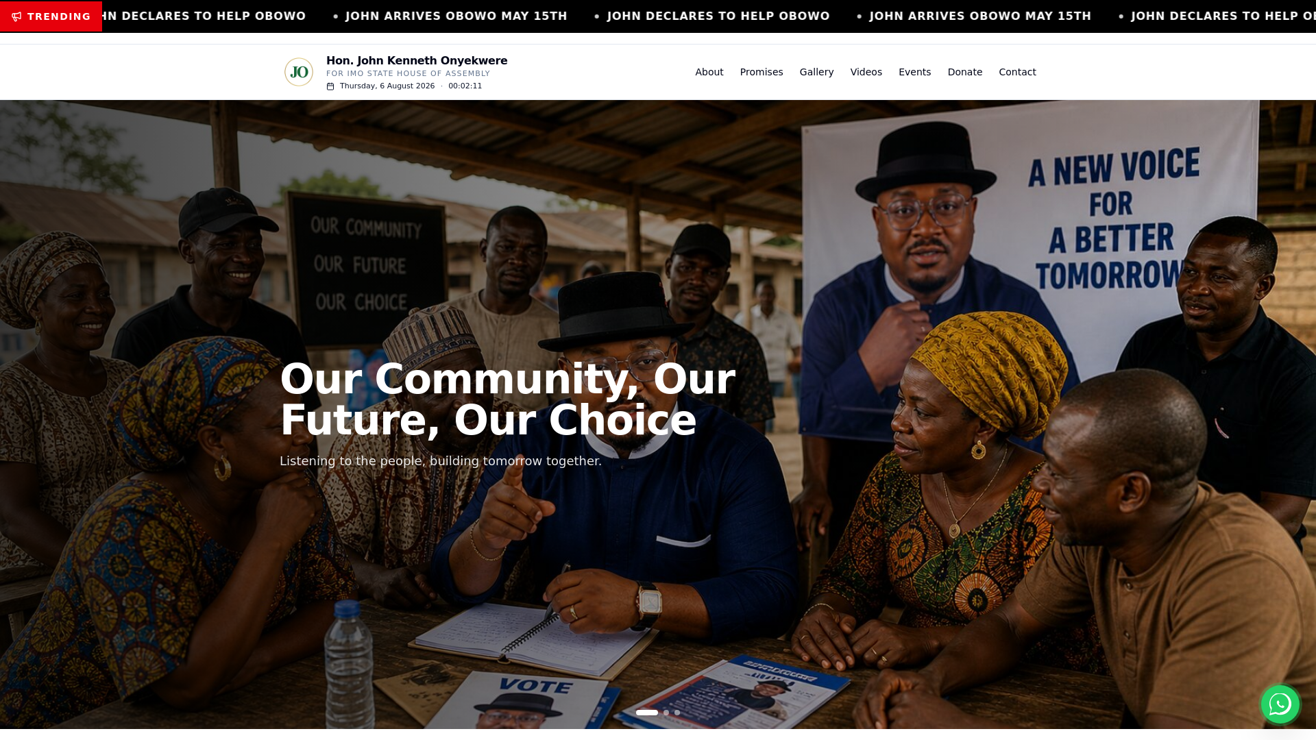 Screenshot of votejohnonyekwereforus.org