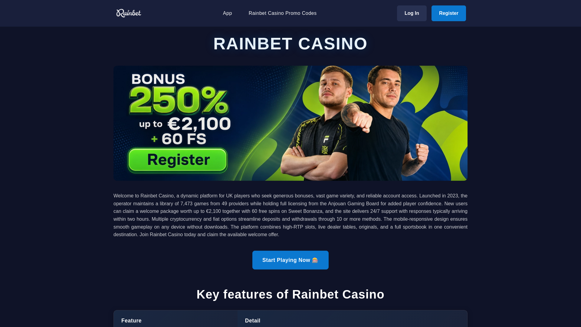 Screenshot of rainbett.uk