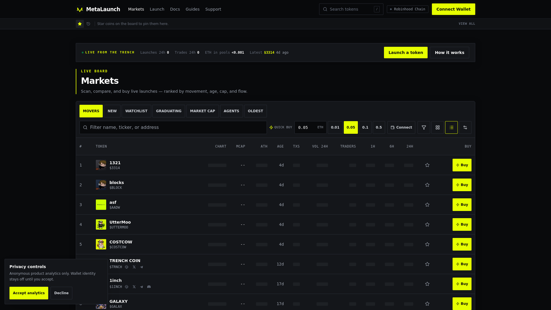 Screenshot of metalaunch.fun