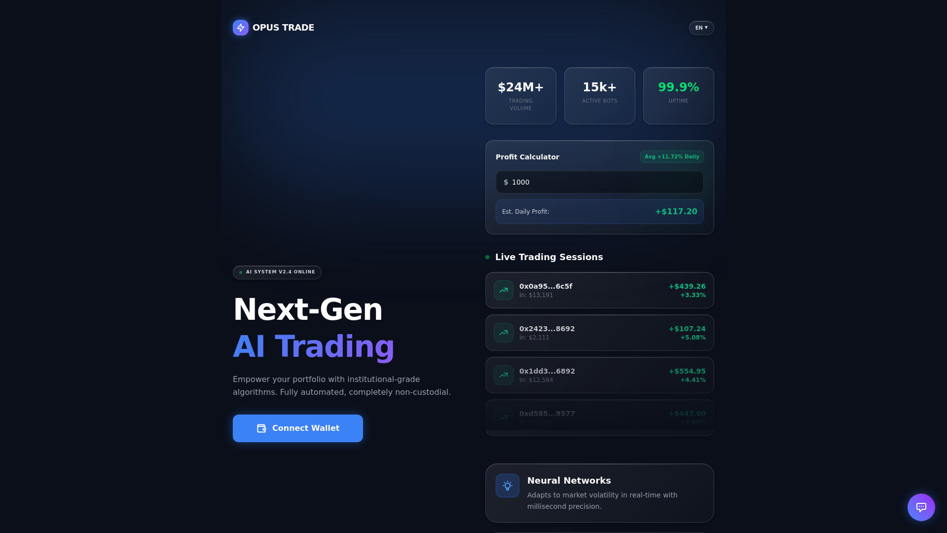 Screenshot of opus-trade.io