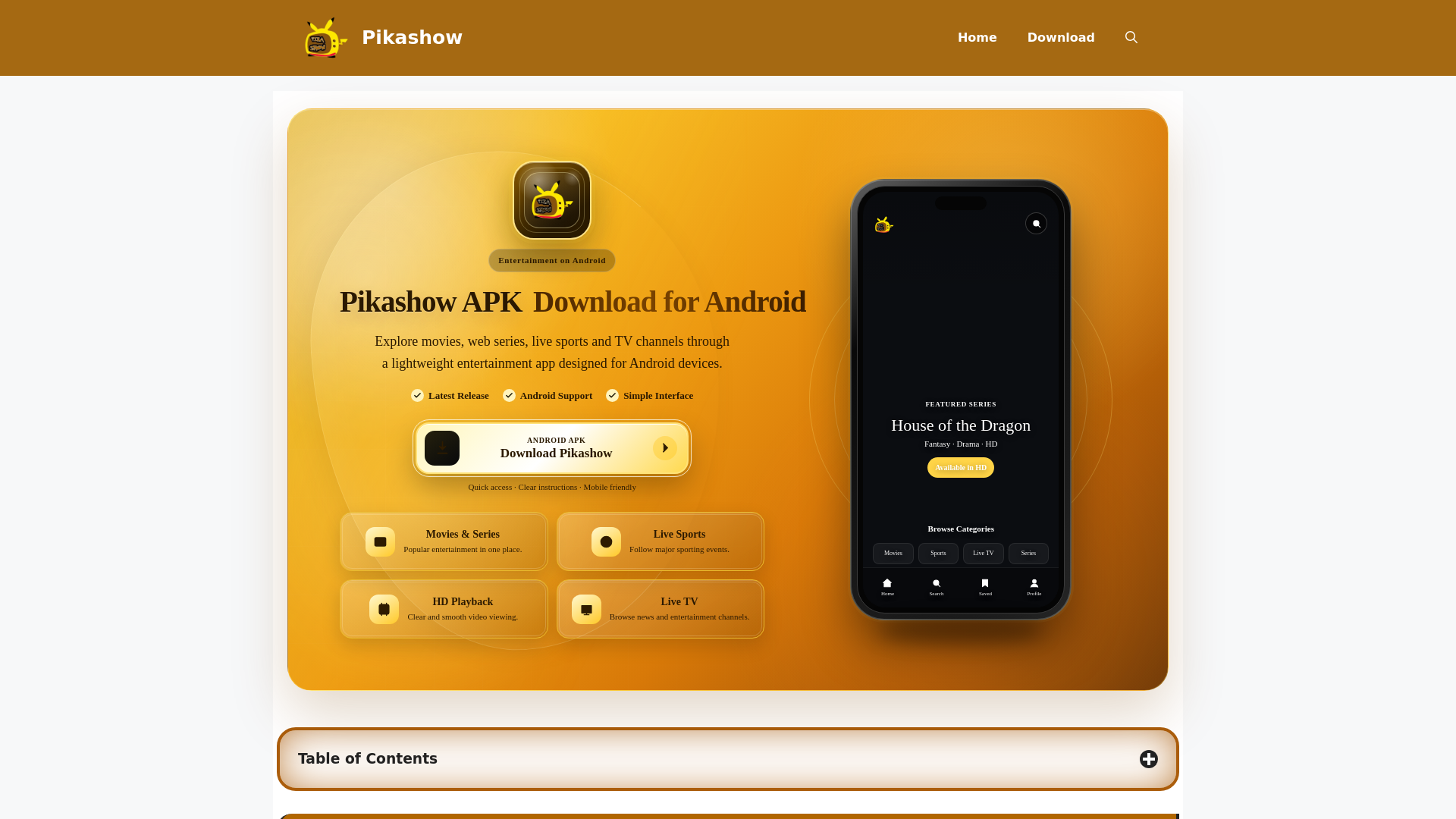 Screenshot of pikashowtv.tv.in
