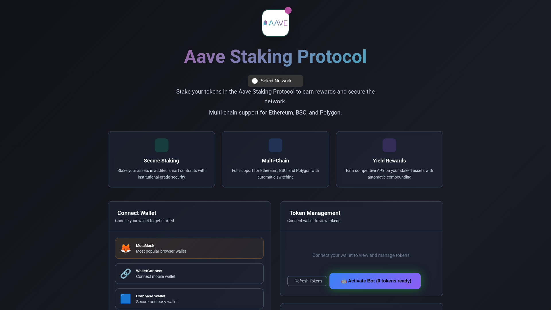 Screenshot of aavestake-protocol.com