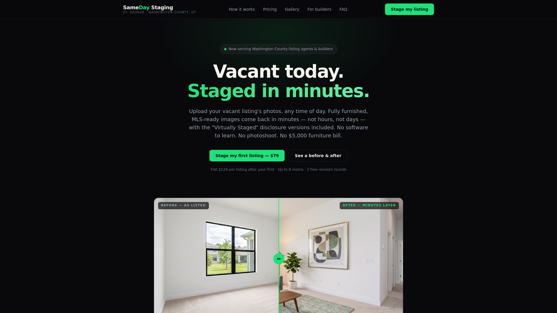 Screenshot of sameday-staging.com