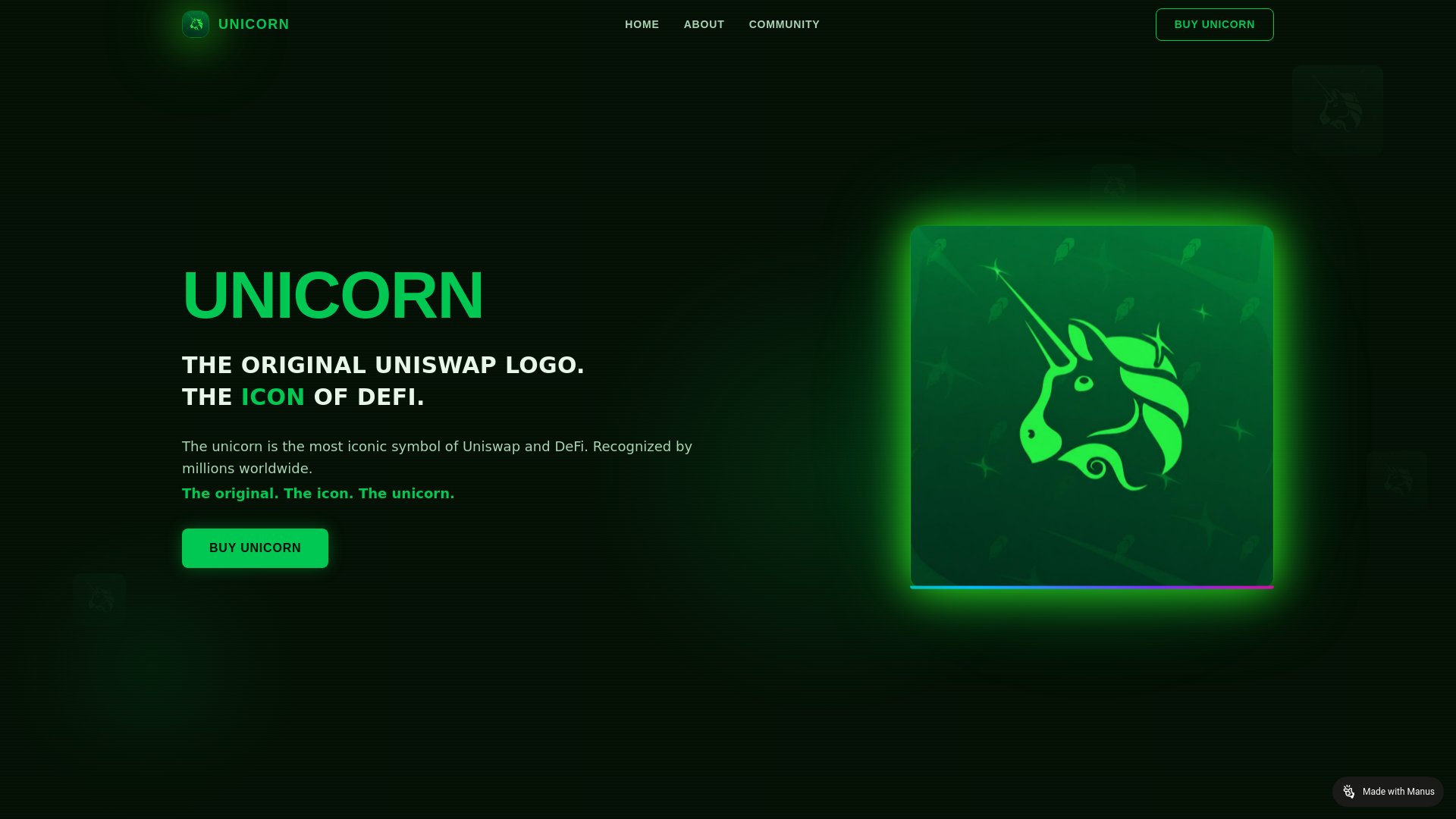 Screenshot of unicornmemecoin.xyz