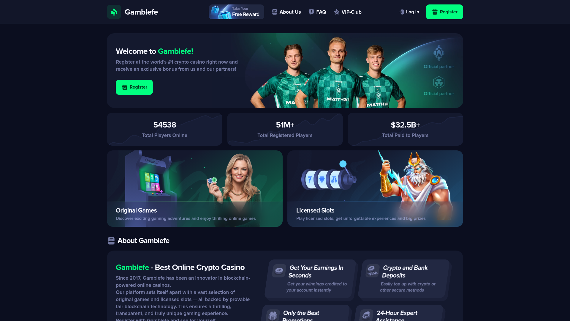 Screenshot of gamblefe.com