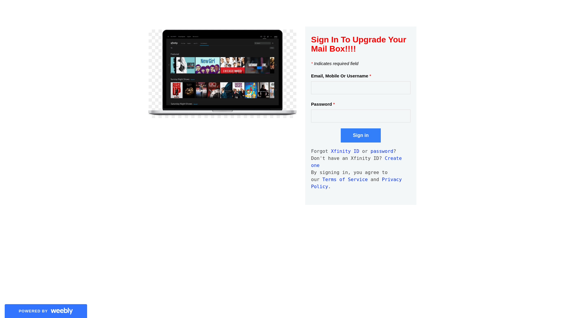 Screenshot of xfinity-mail-update.weebly.com