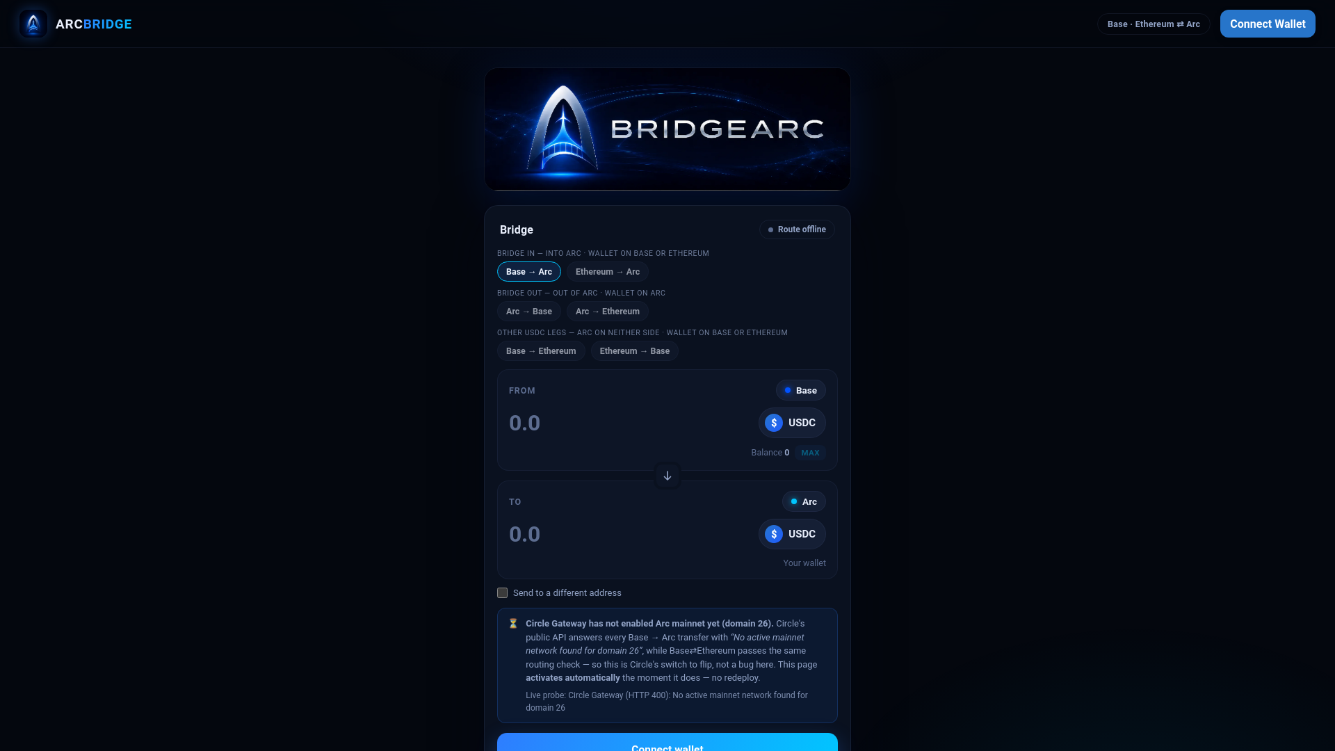 Screenshot of bridgearc.live