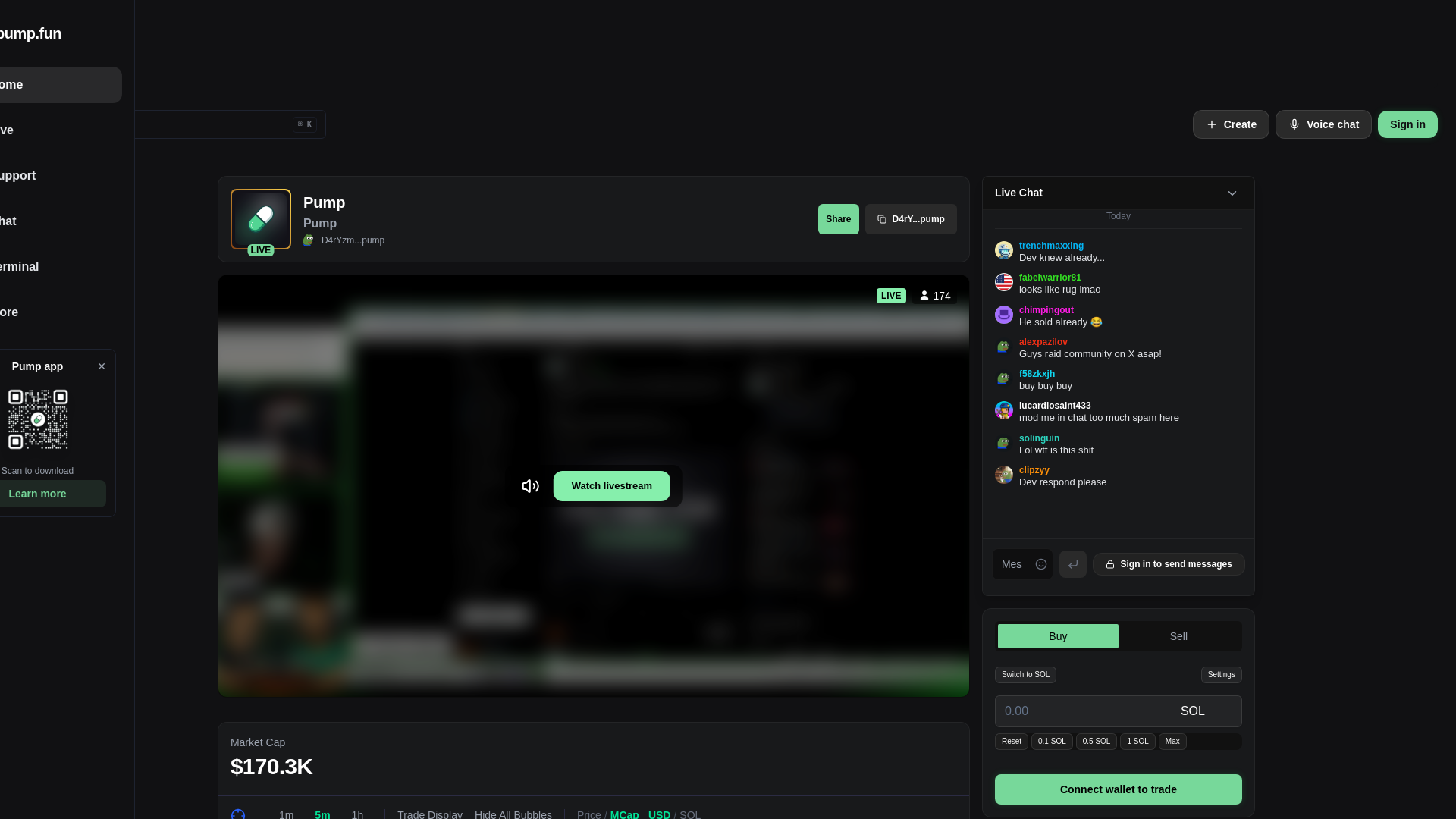 Screenshot of pumpfun.solstream.cc