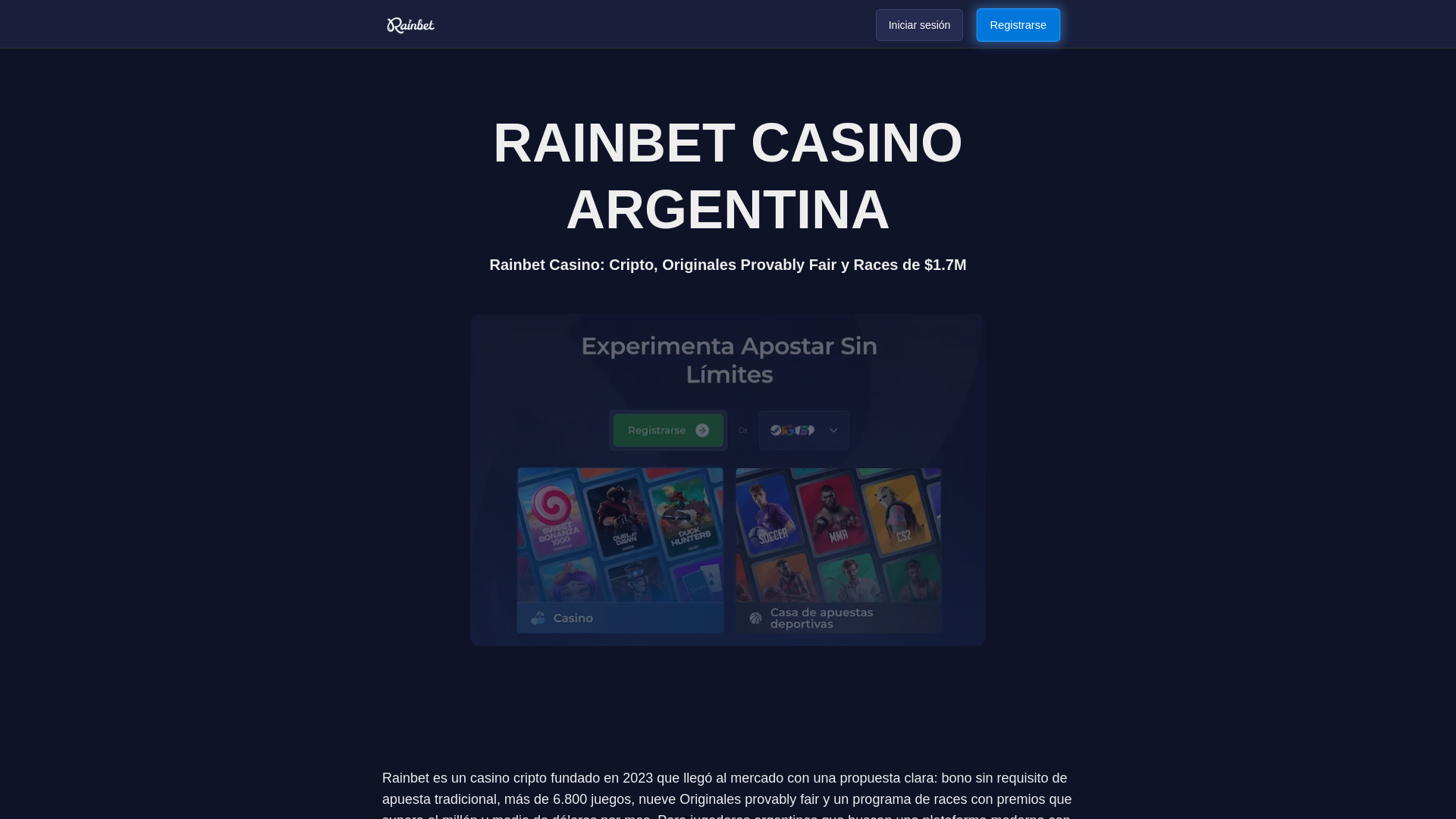 Screenshot of rainbet-ar.com