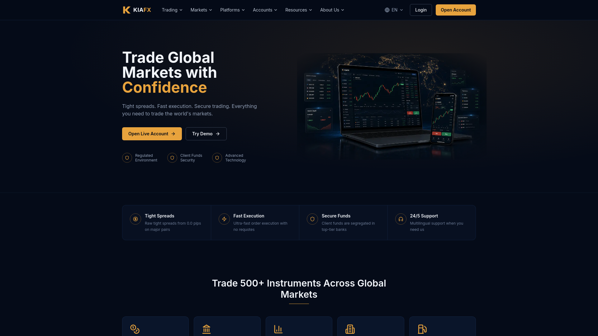 Screenshot of kiafx.com
