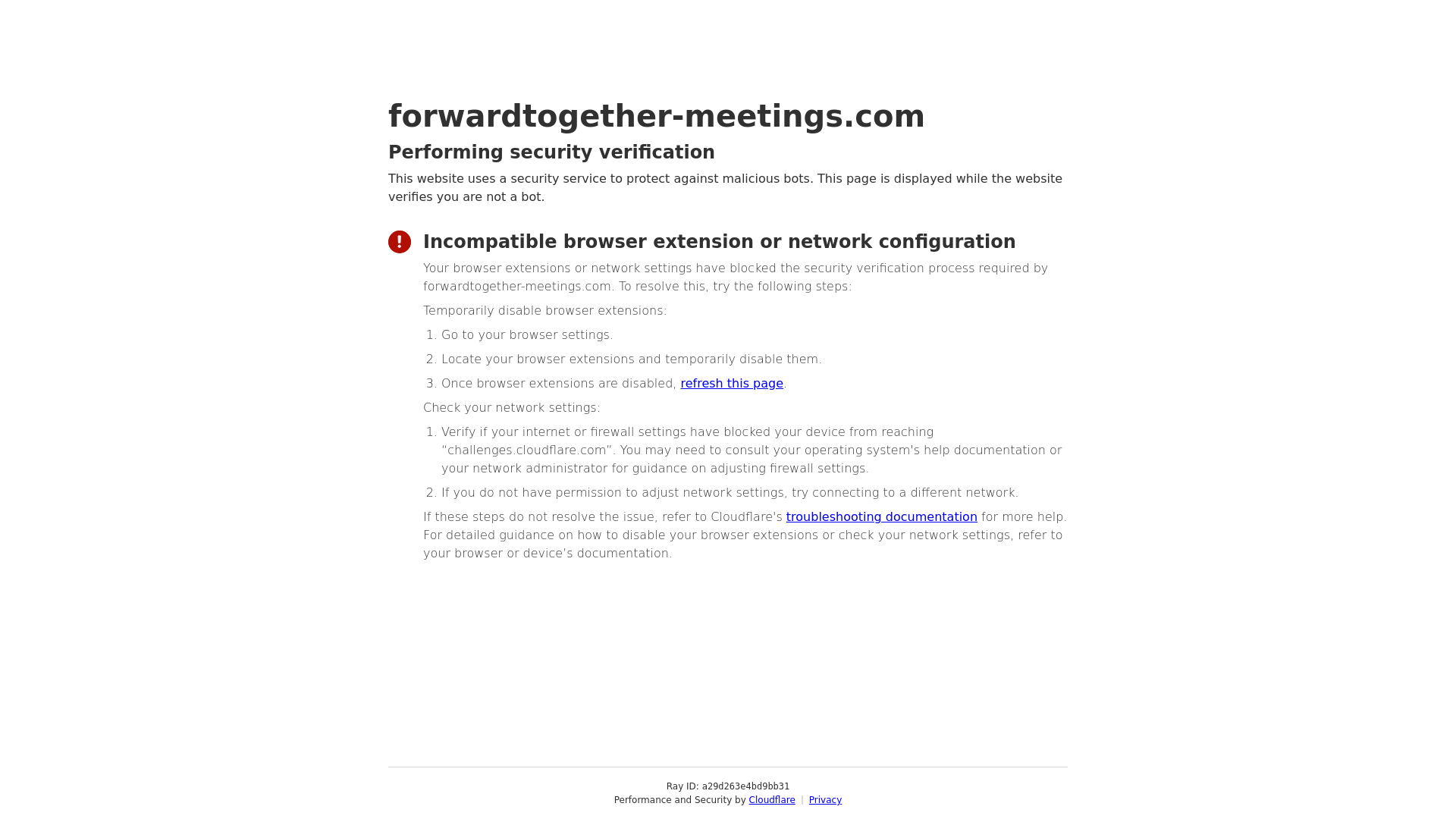 Screenshot of forwardtogether-meetings.com