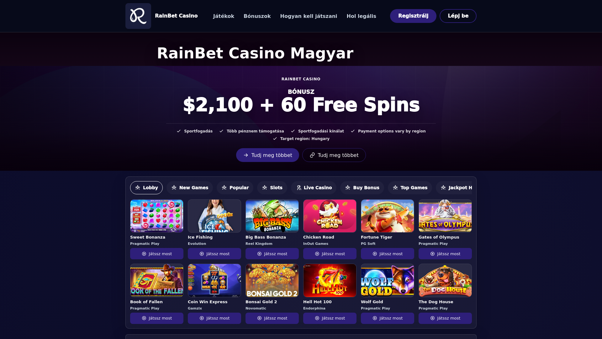 Screenshot of hurainbet.com