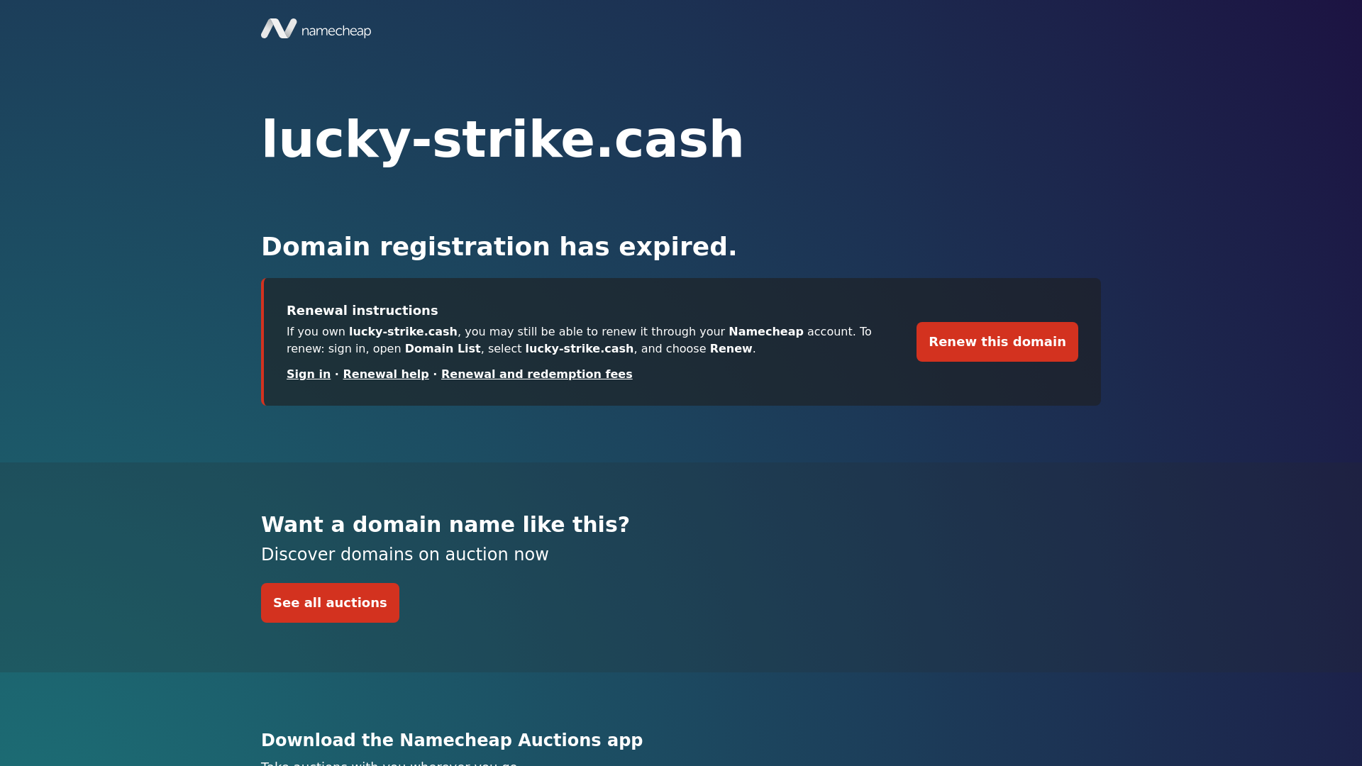 Stored capture of lucky-strike.cash