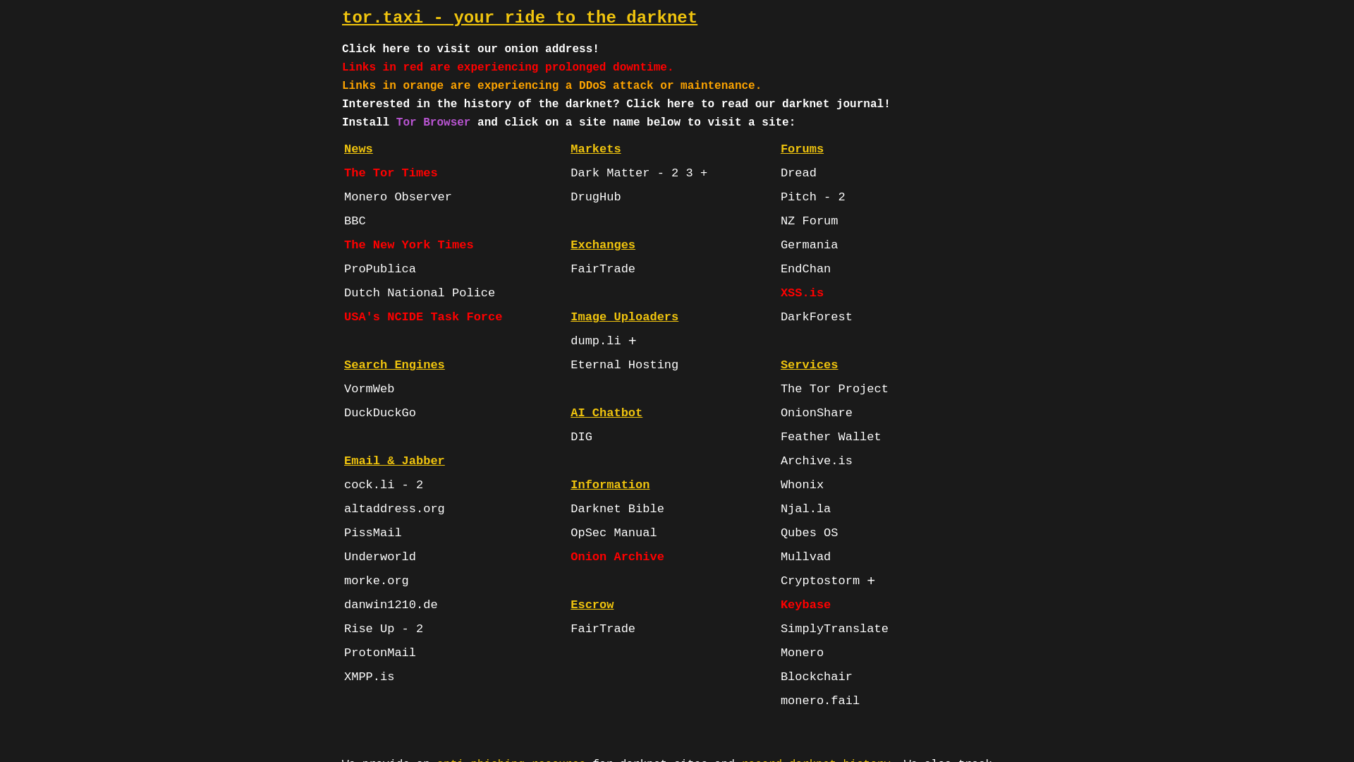 Screenshot of tor.taxi