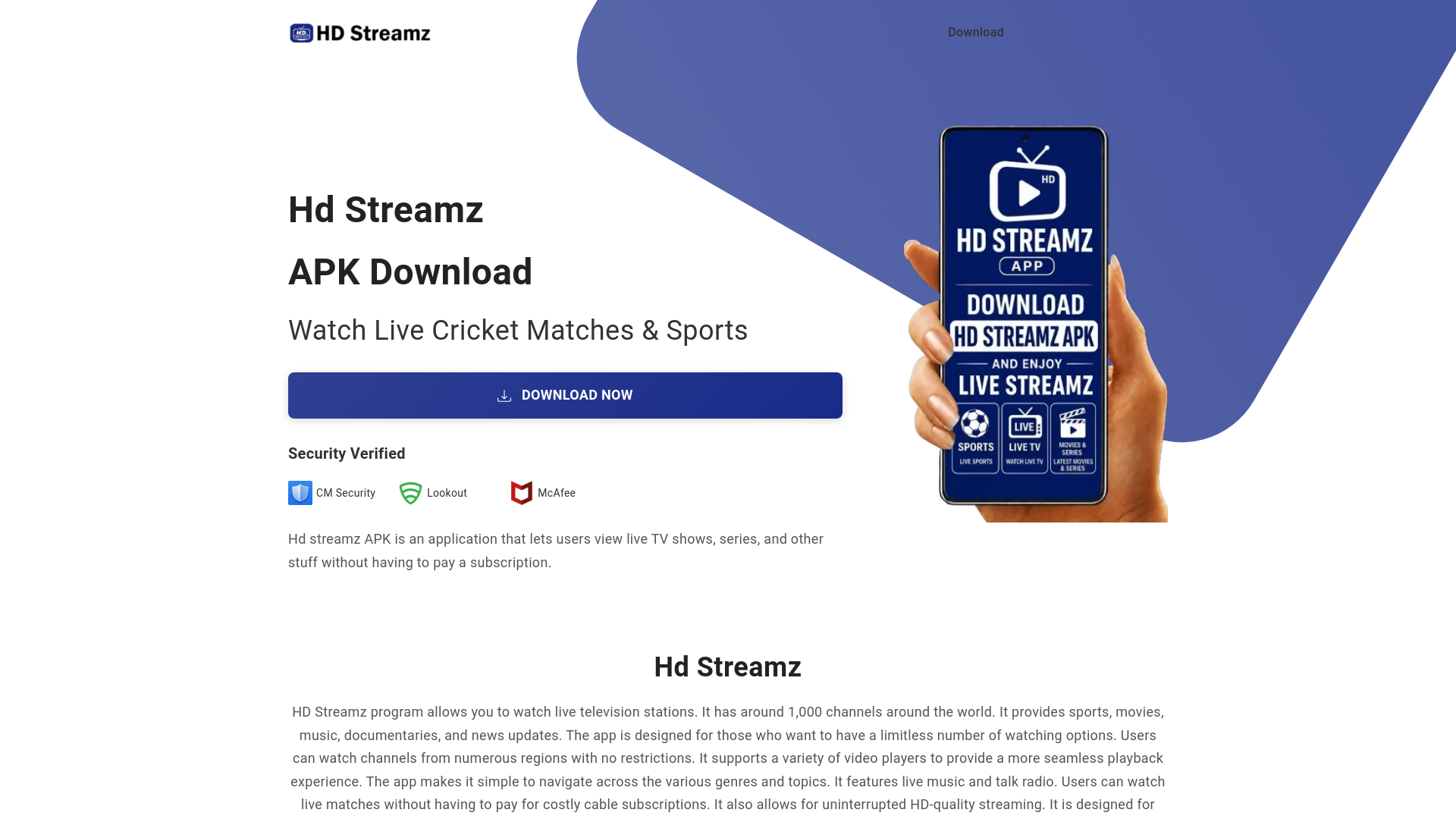 Screenshot of hdstreamz.info.in