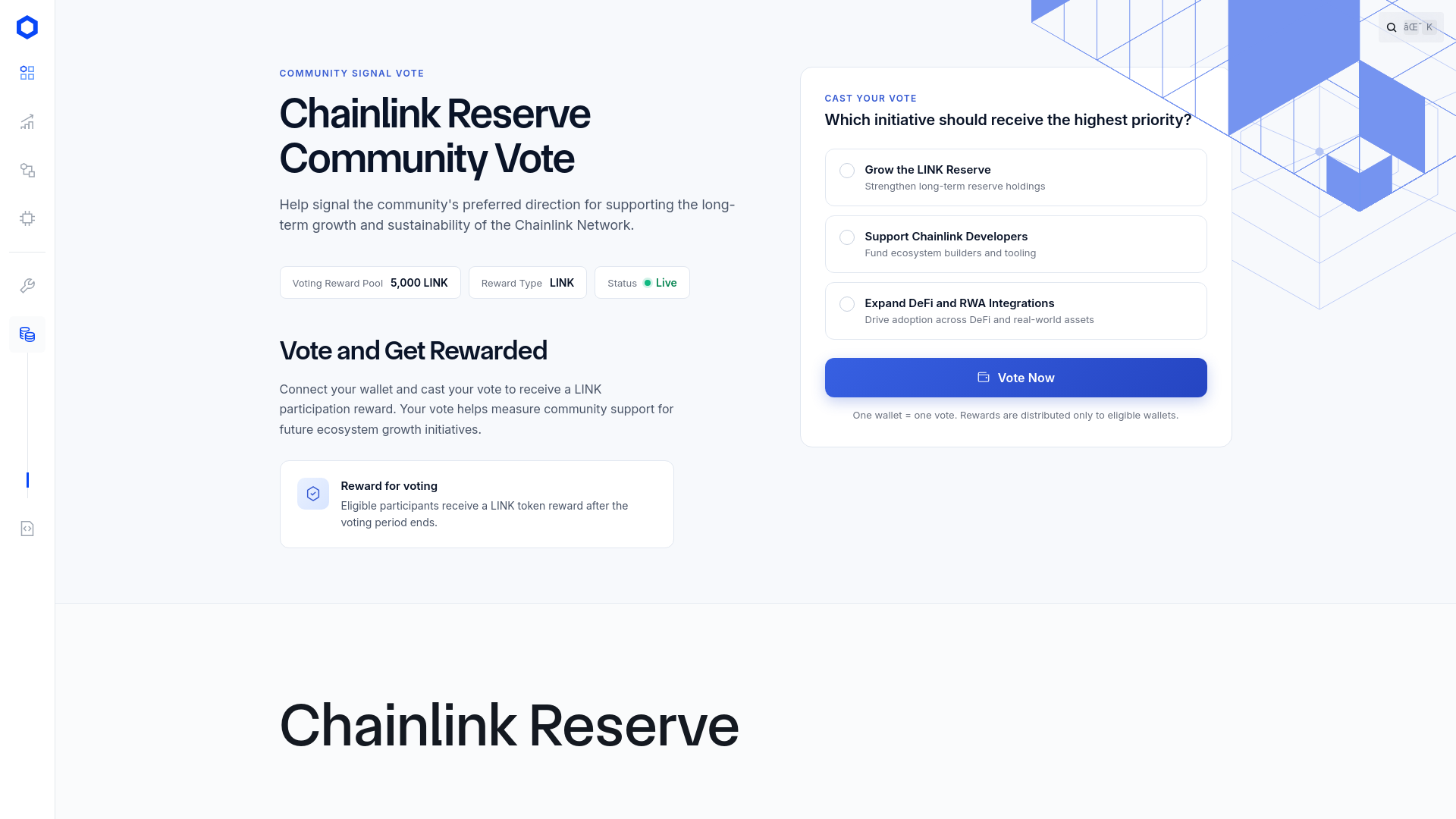 Screenshot of reservedao-chainlink.com