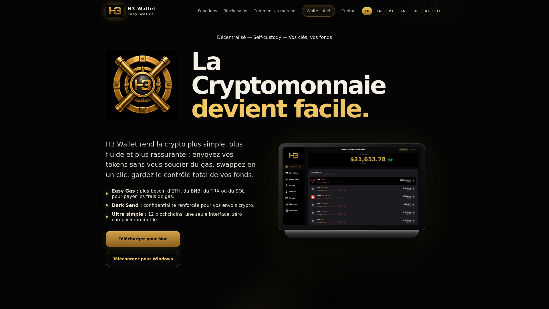 Screenshot of h3-wallet.com