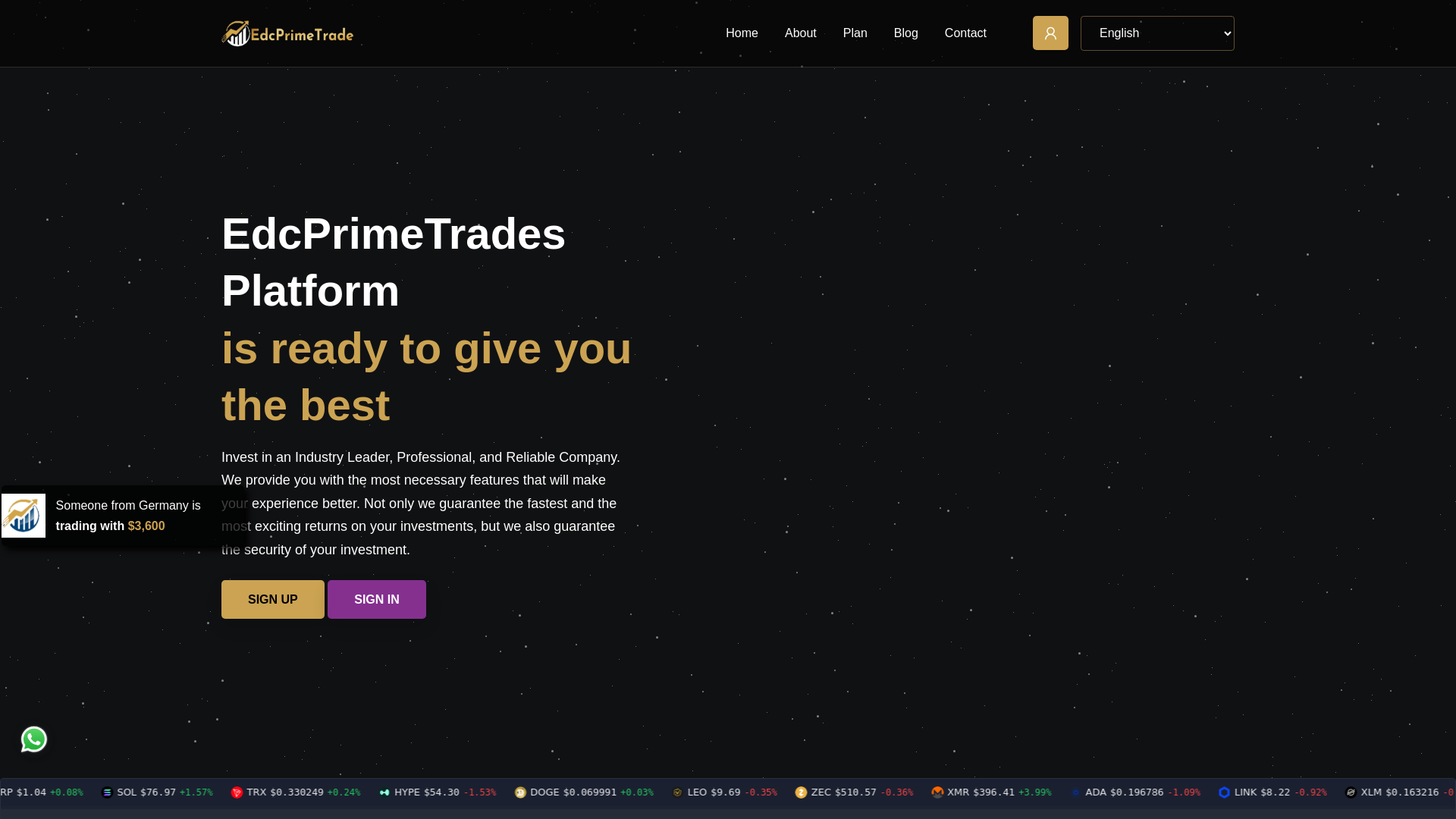 Screenshot of edcprimetrades.com