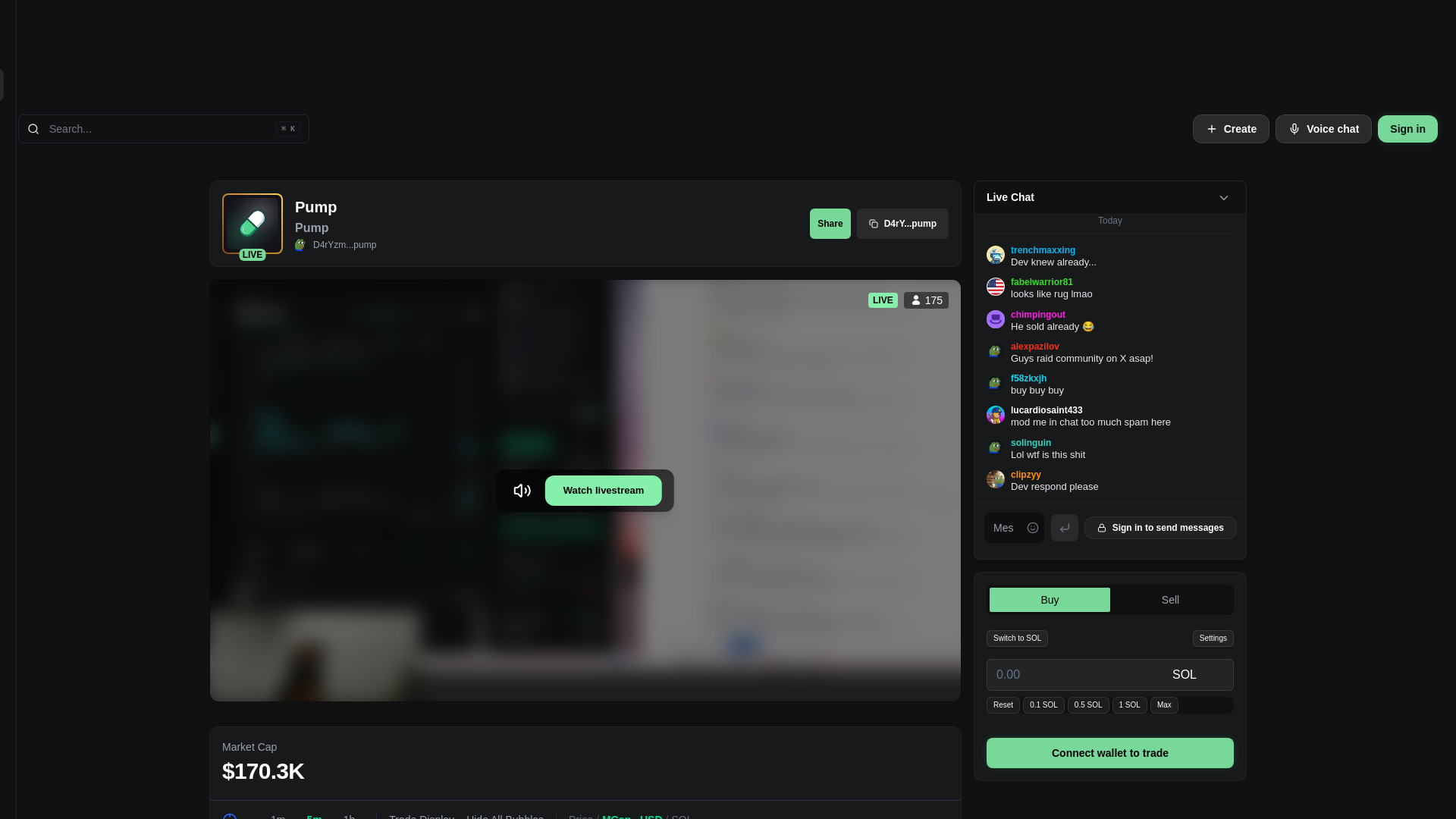 Screenshot of pumpstreamers.xyz