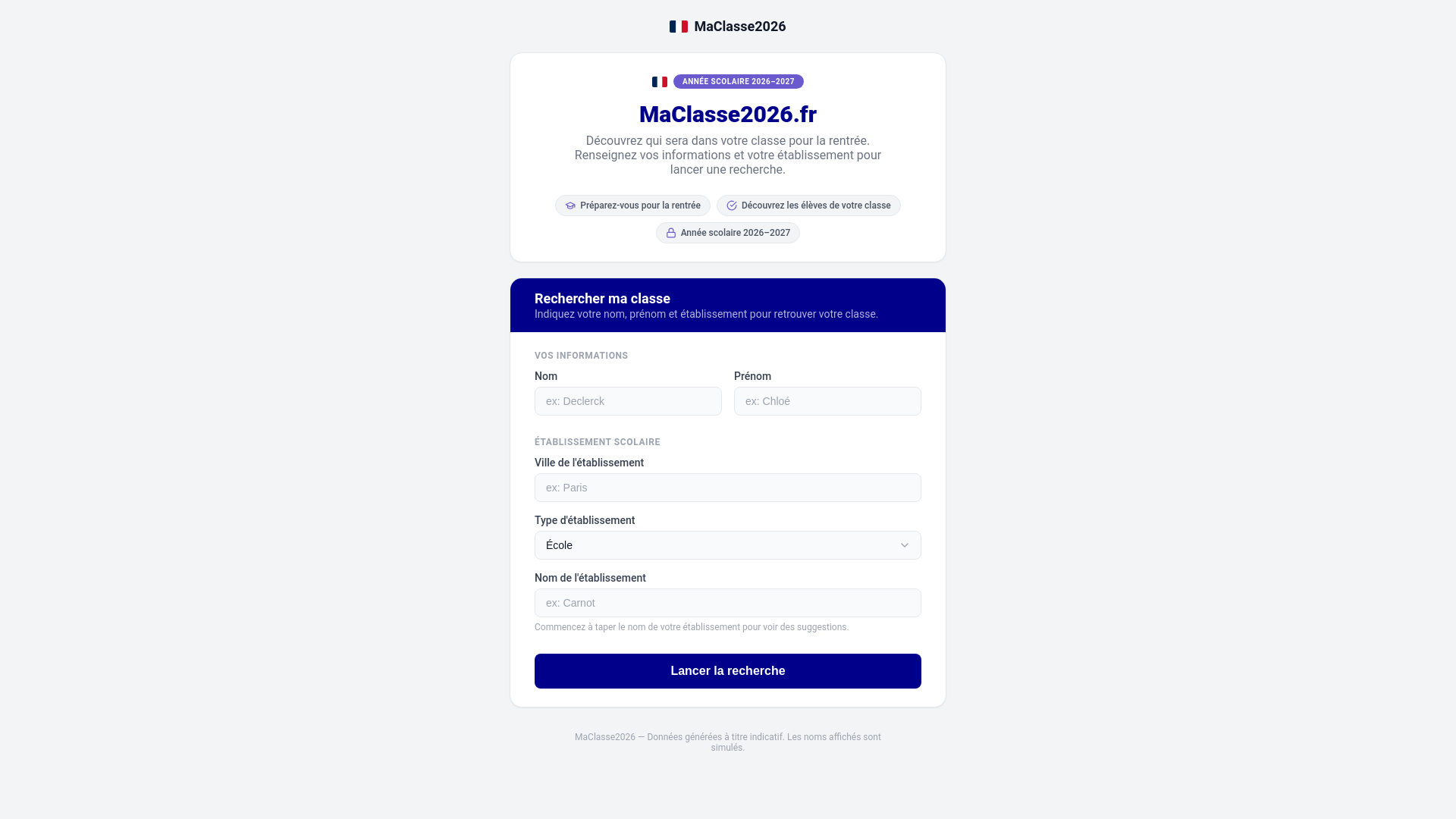 Screenshot of classe2026.site