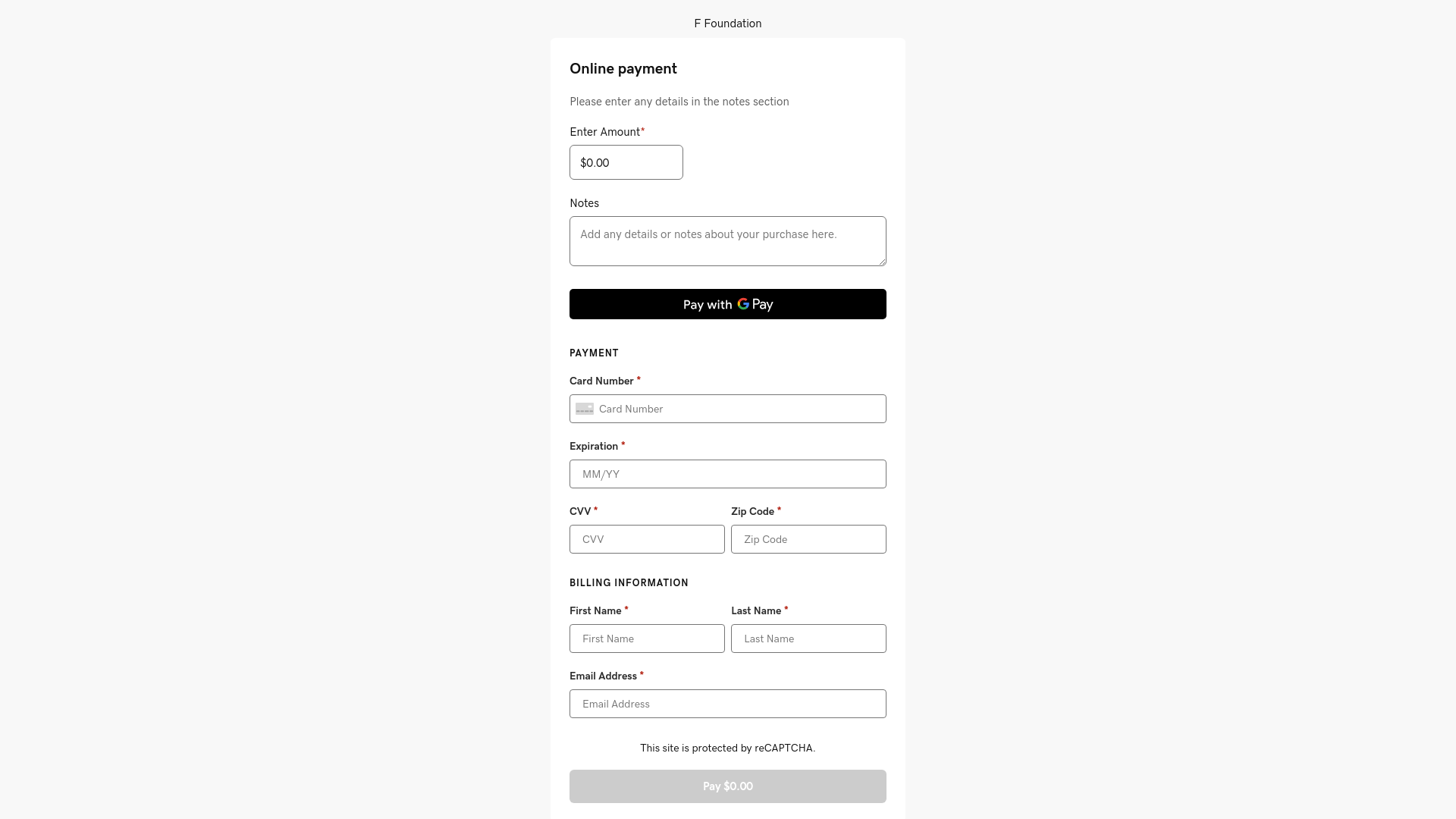 Screenshot of pay.ffoundation.io