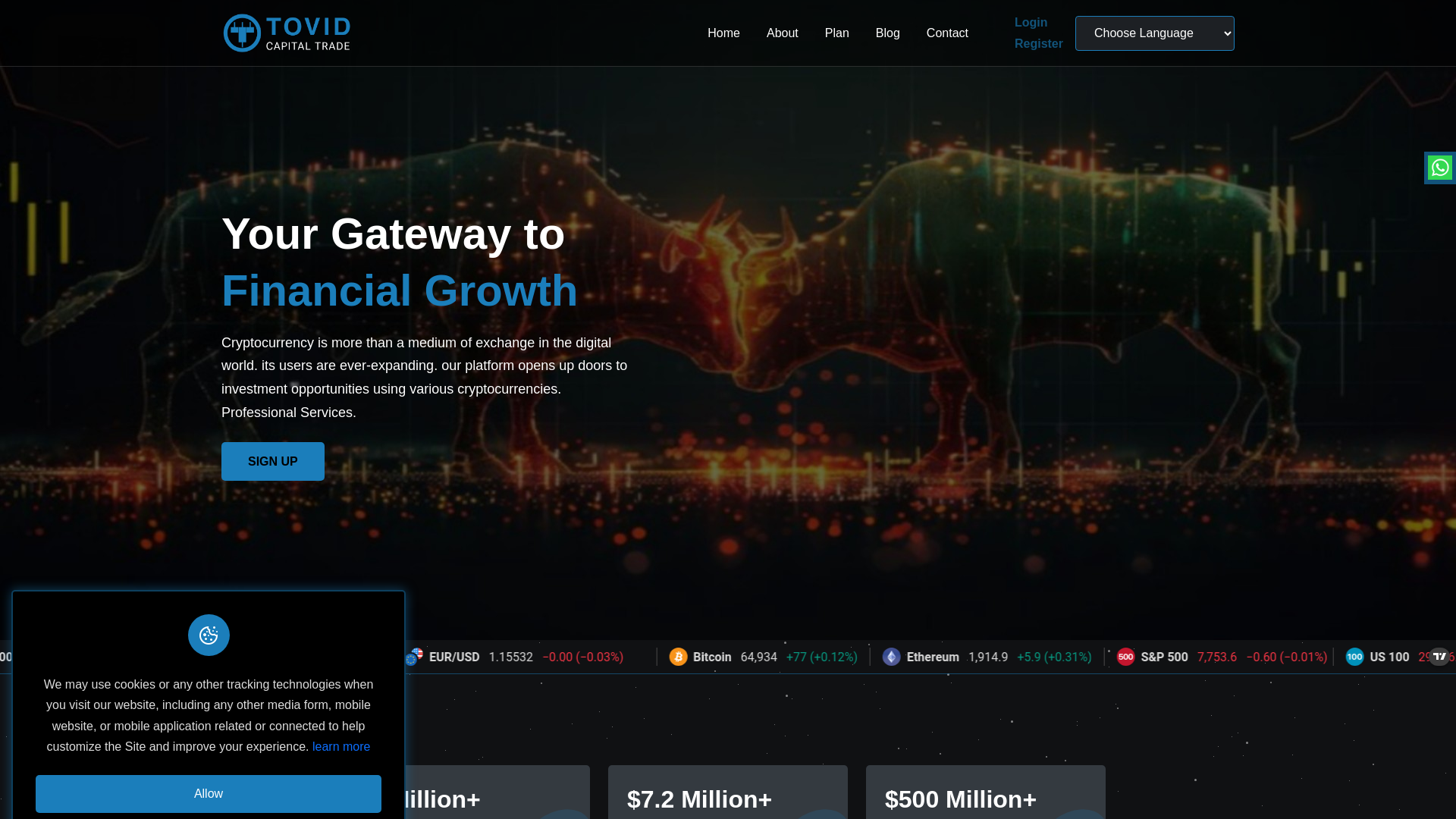 Screenshot of tovidcapitaltrade.com