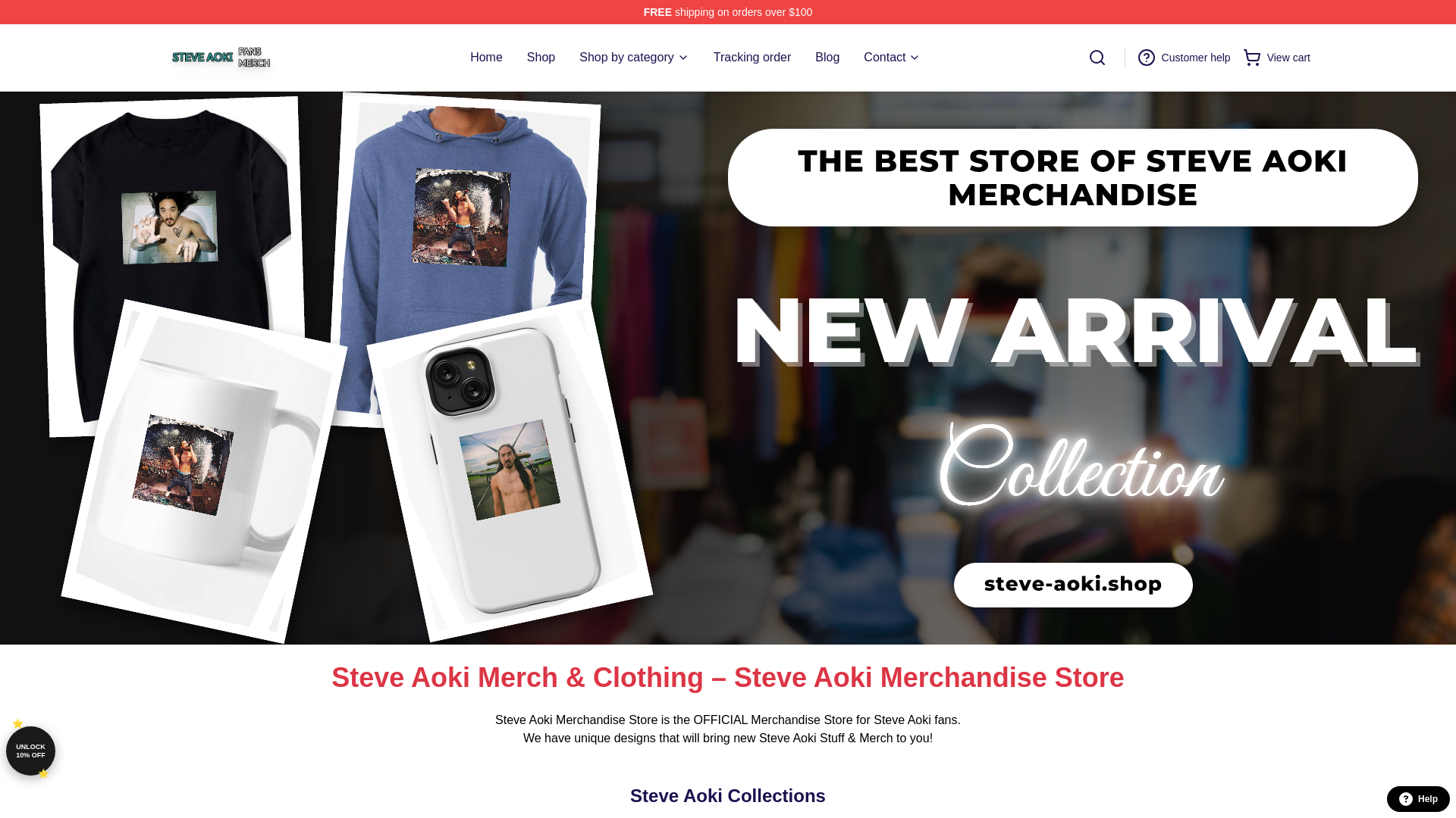 Screenshot of steve-aoki.shop