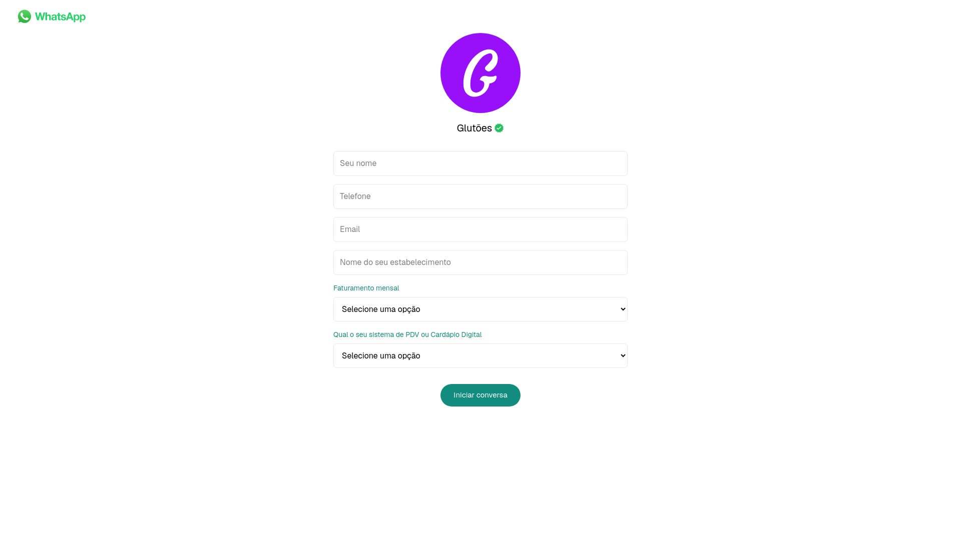 Screenshot of whatsapp.glutoes.com