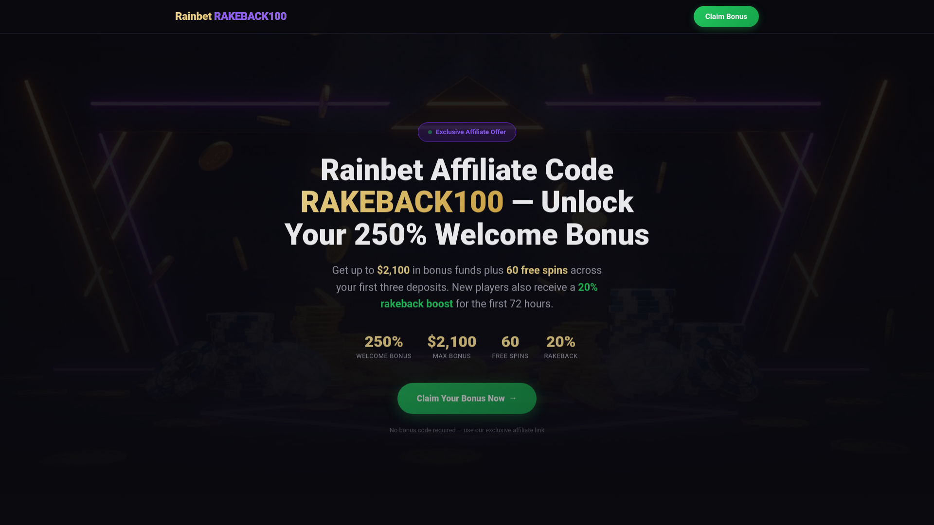 Screenshot of rainbetaffiliatecode.net