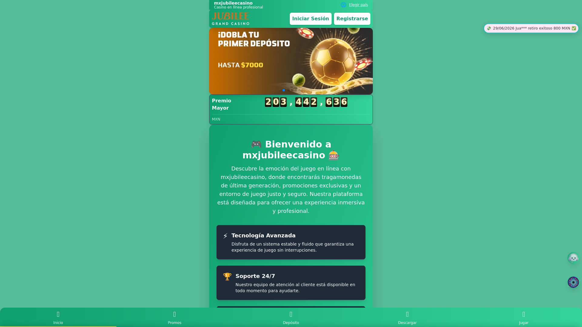 Screenshot of mxjubileecasino.com