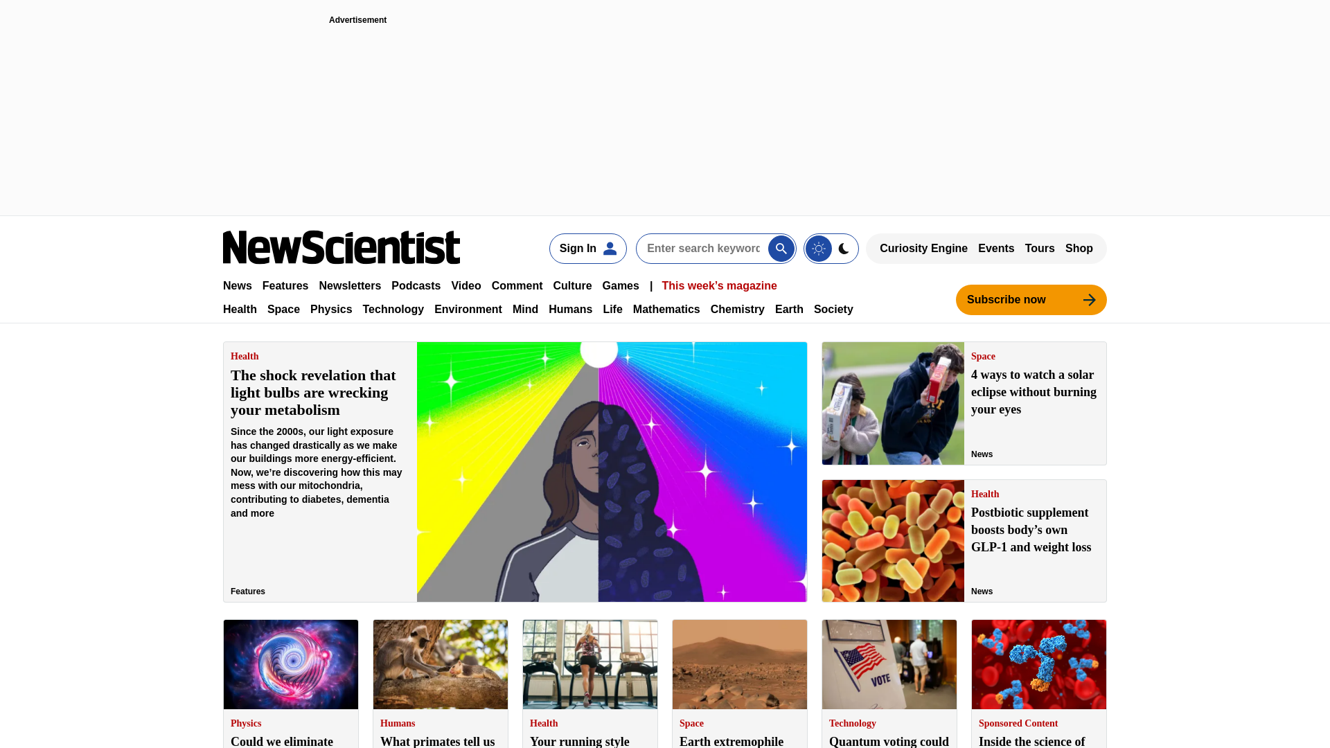 Stored capture of newscientist.com