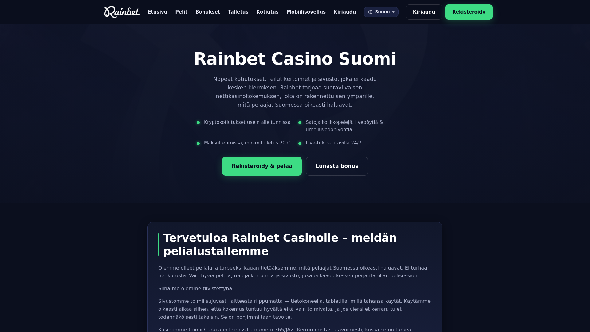Screenshot of rainbetfinland.com