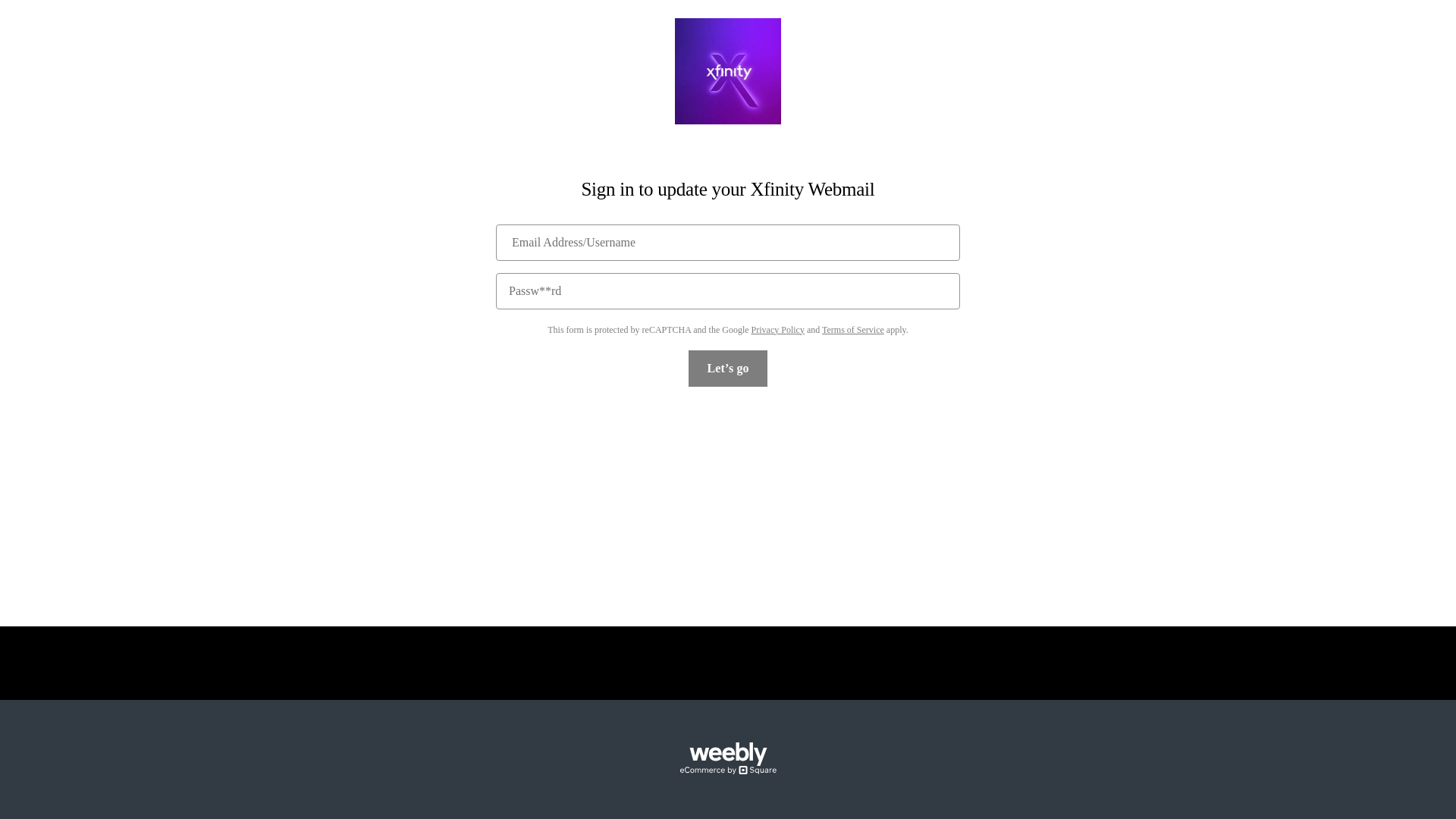 Screenshot of comcastonlinewebmail.weebly.com