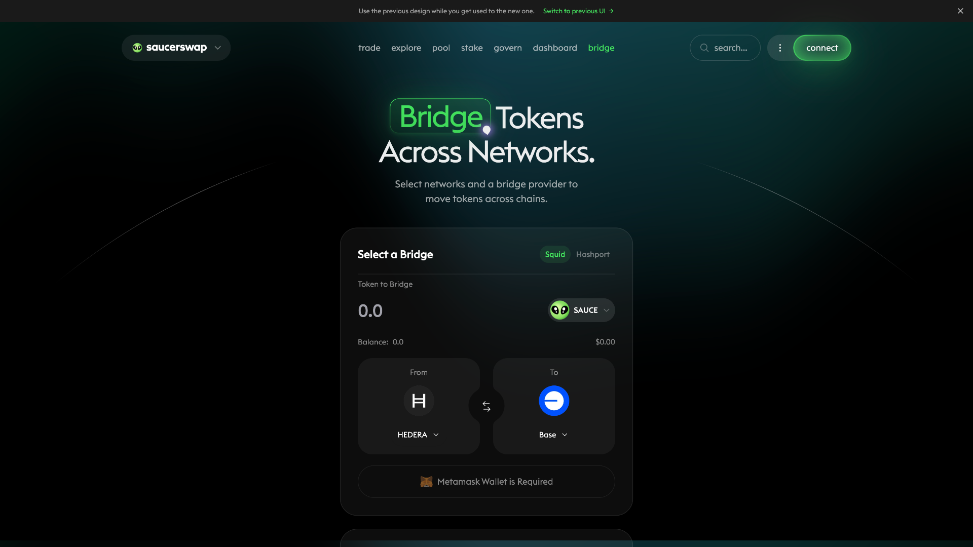 Screenshot of saucerswap.pages.dev