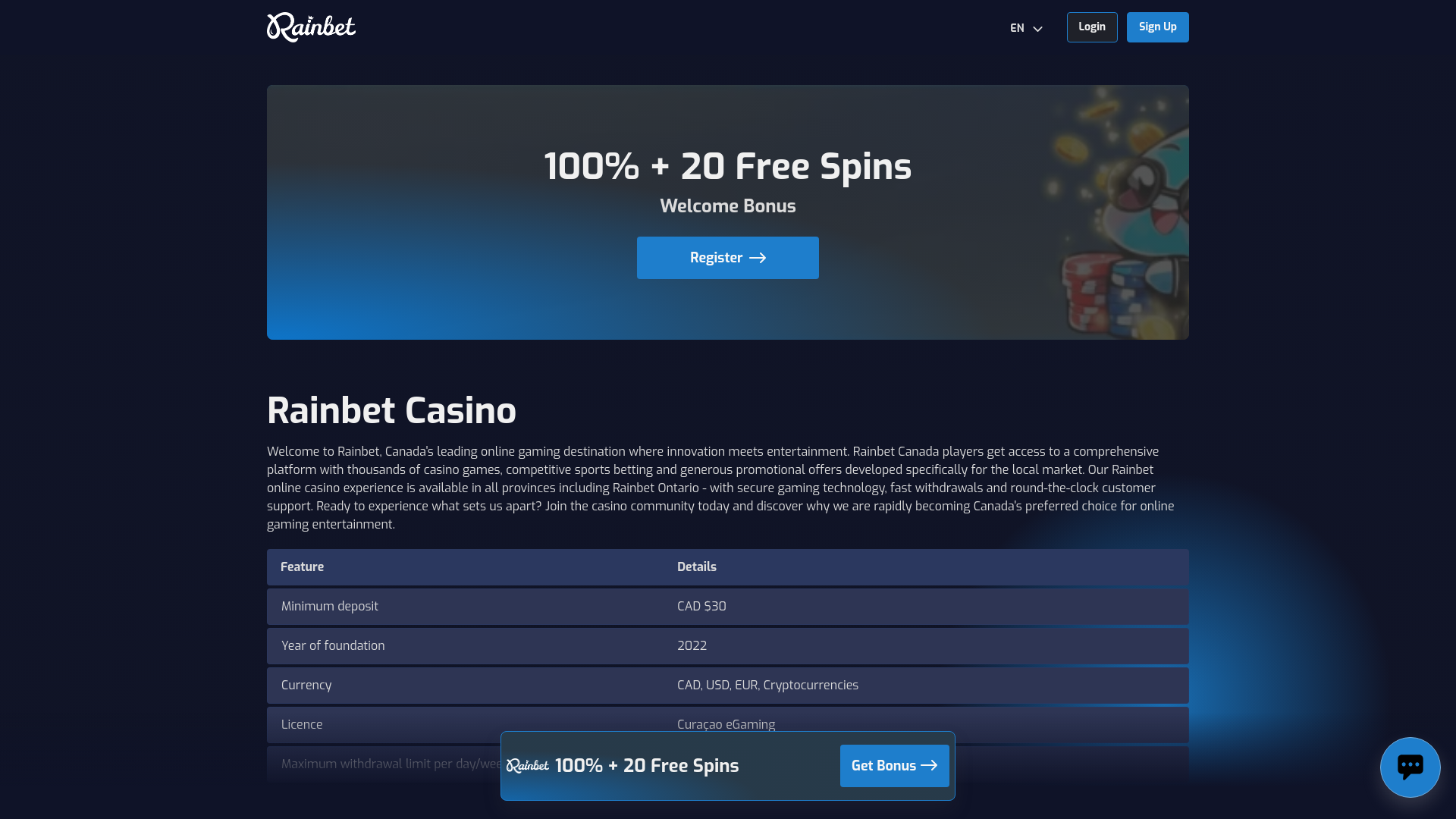 Screenshot of rainbet.fyi