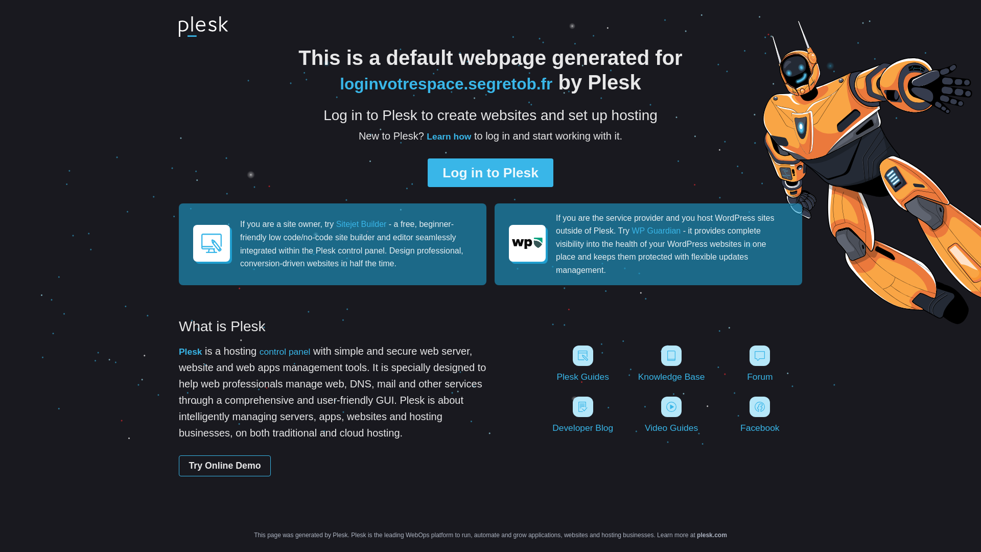 Screenshot of loginvotrespace.segretob.fr