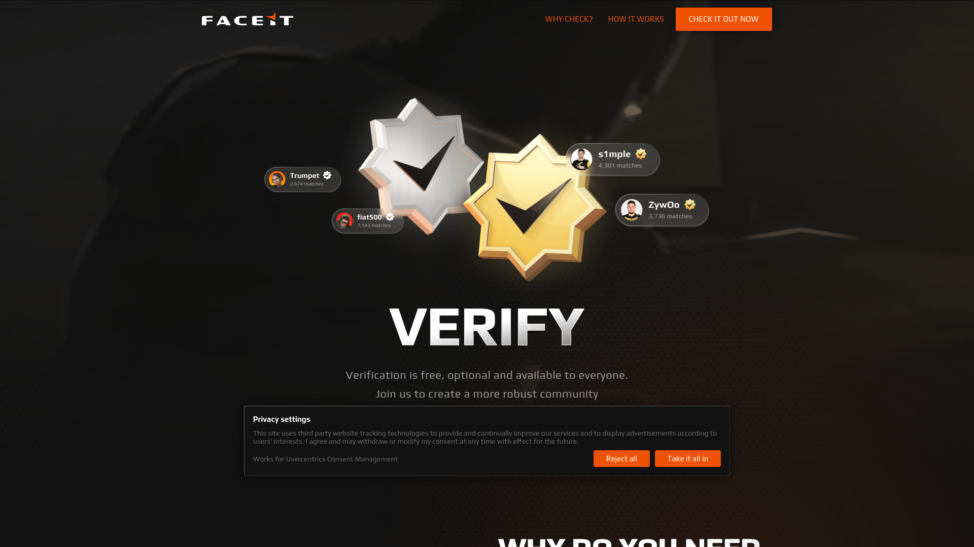 Screenshot of join.club-faceit.com