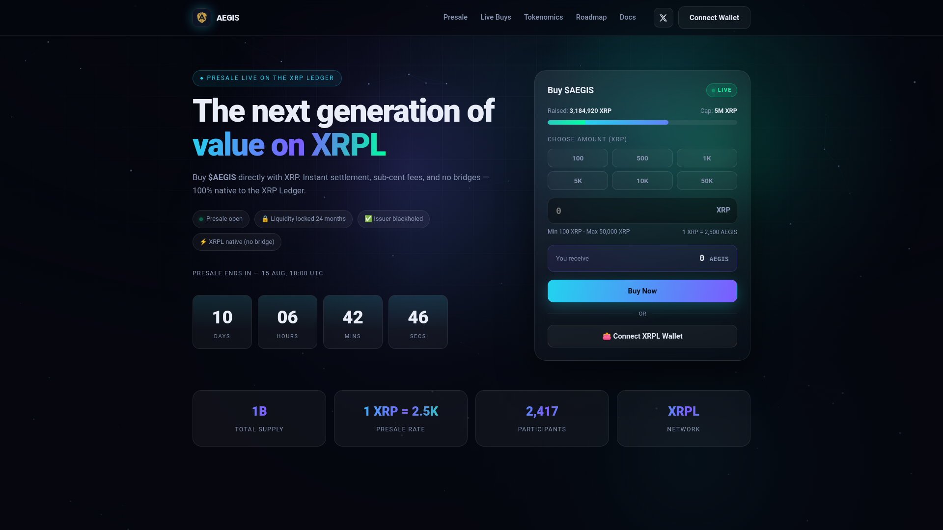 Screenshot of aegisxrp.com