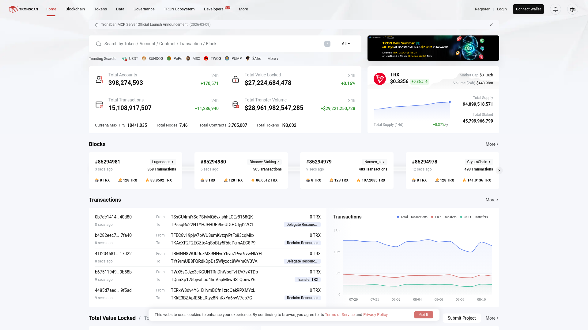 Screenshot of tronoscan.org