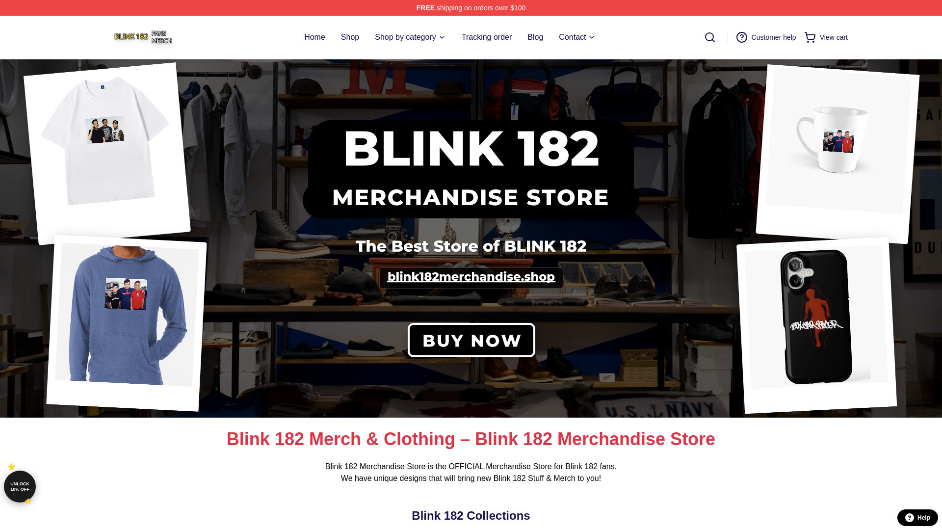 Screenshot of blink182merchandise.shop