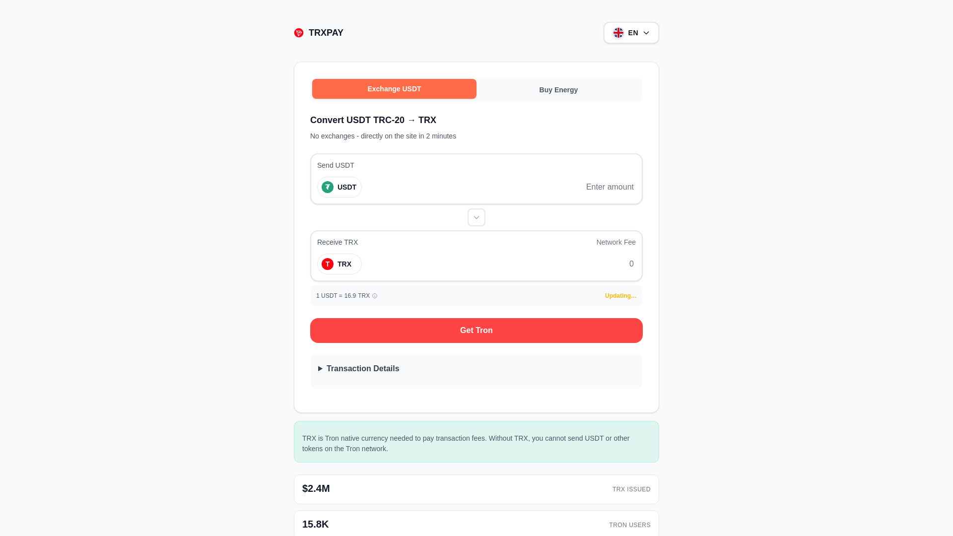 Screenshot of trxmarket.net