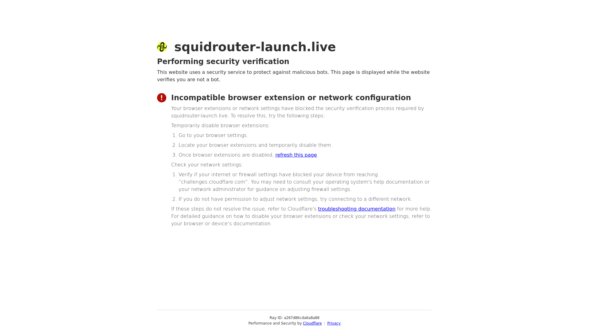 Screenshot of squidrouter-launch.live