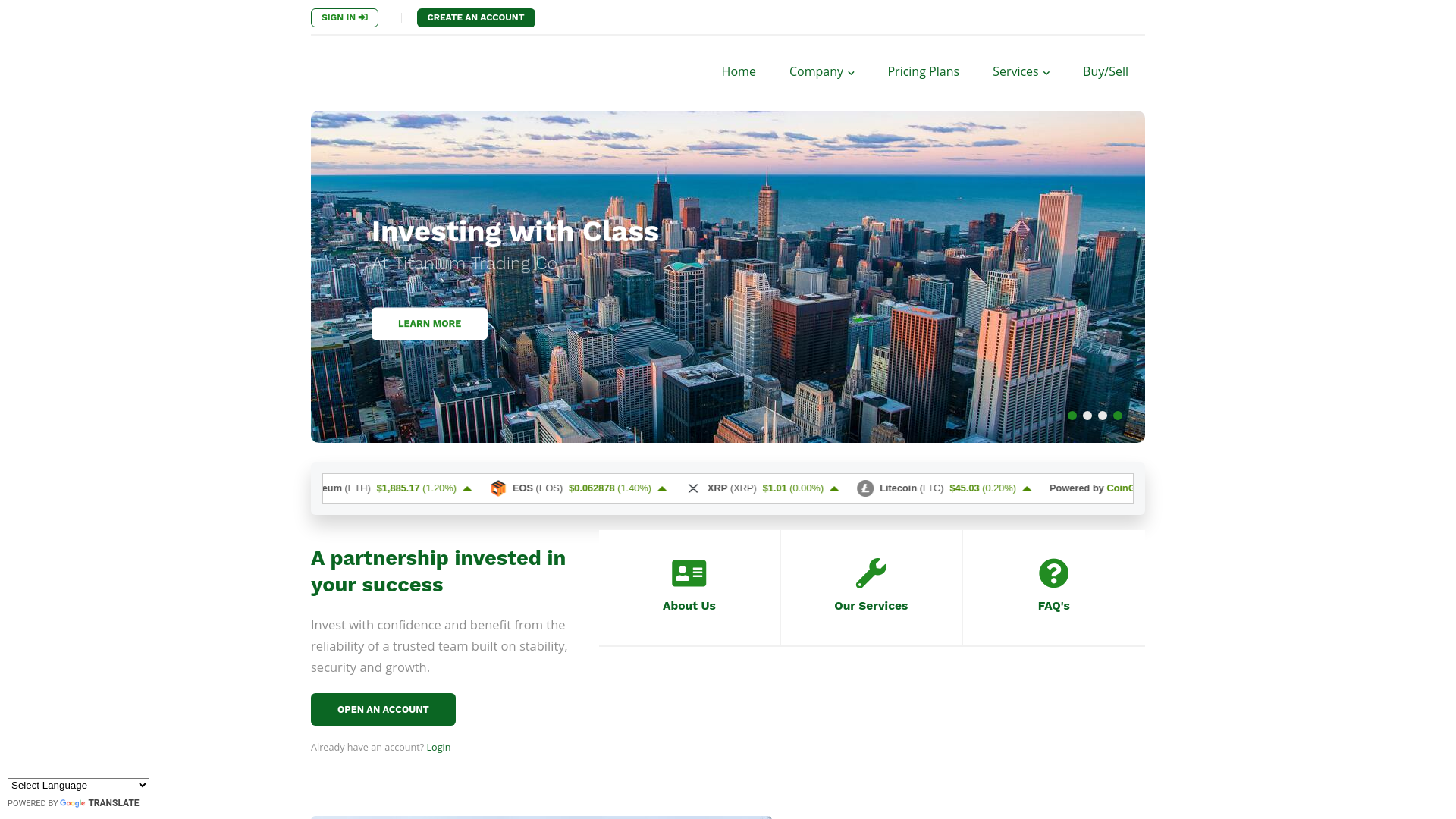 Screenshot of titaniumtradingco.com