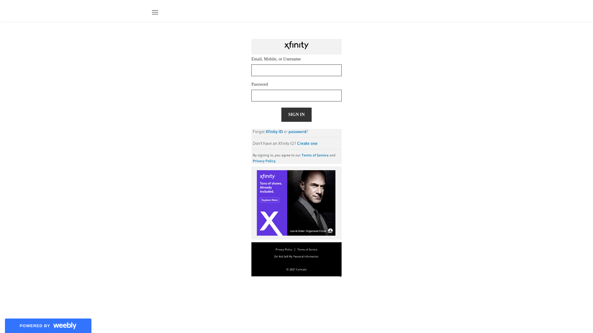 Screenshot of xfinityloginserver.weebly.com