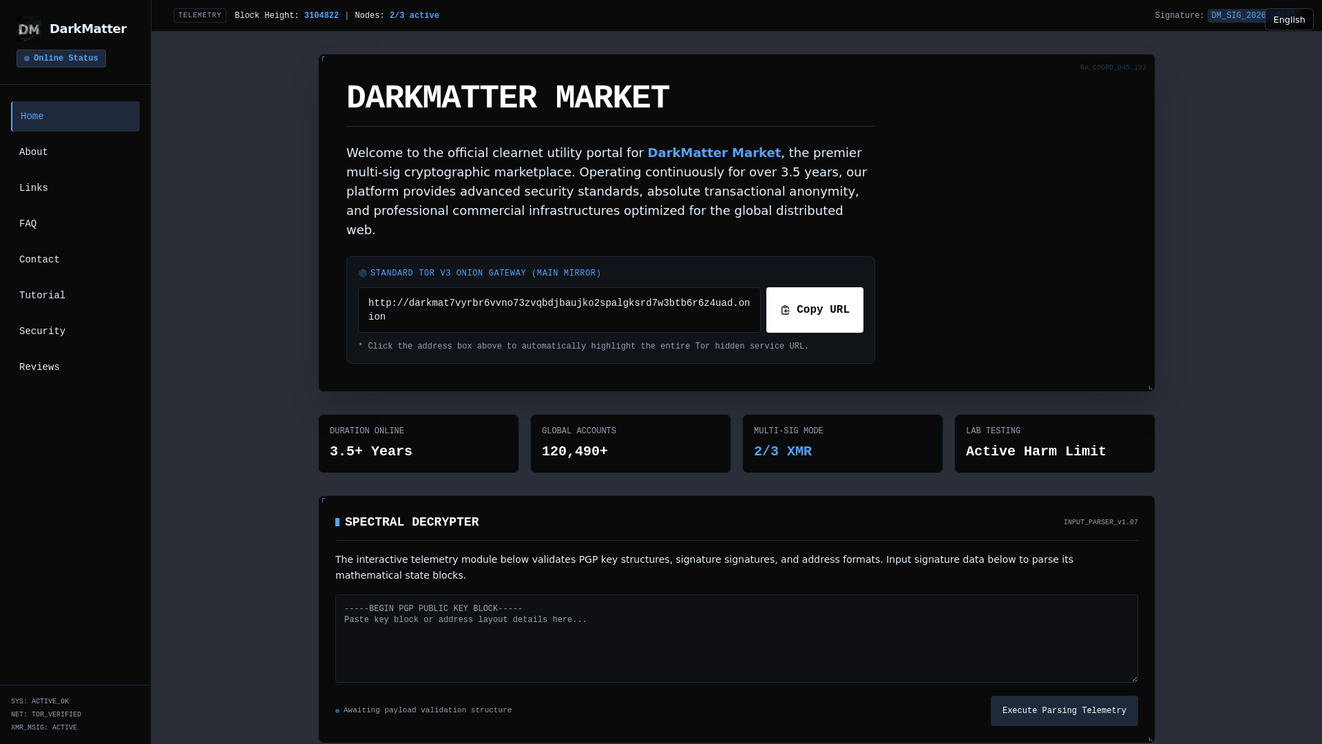 Screenshot of darkmatter-dark.xyz