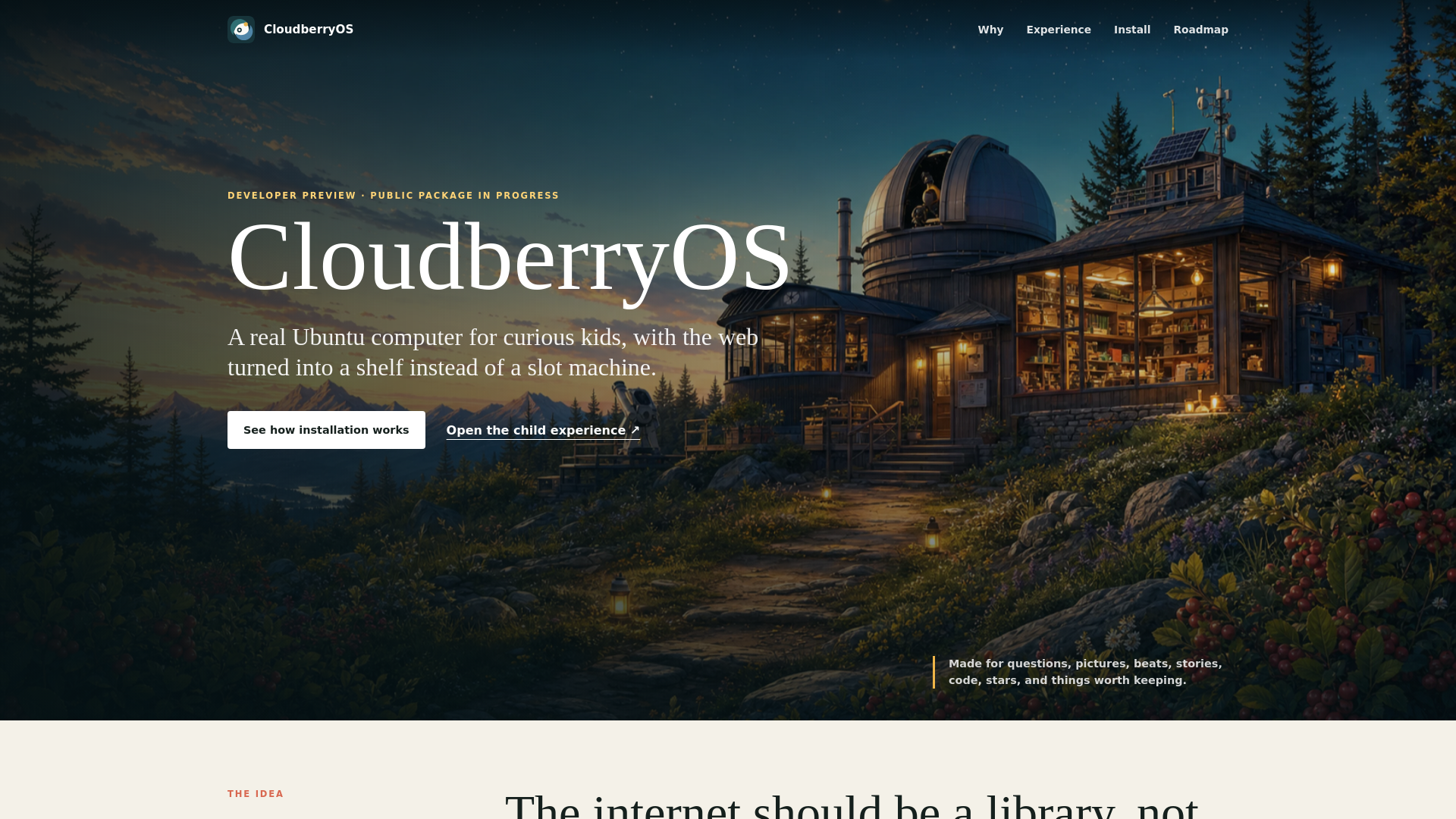 Screenshot of cloudberryos.org