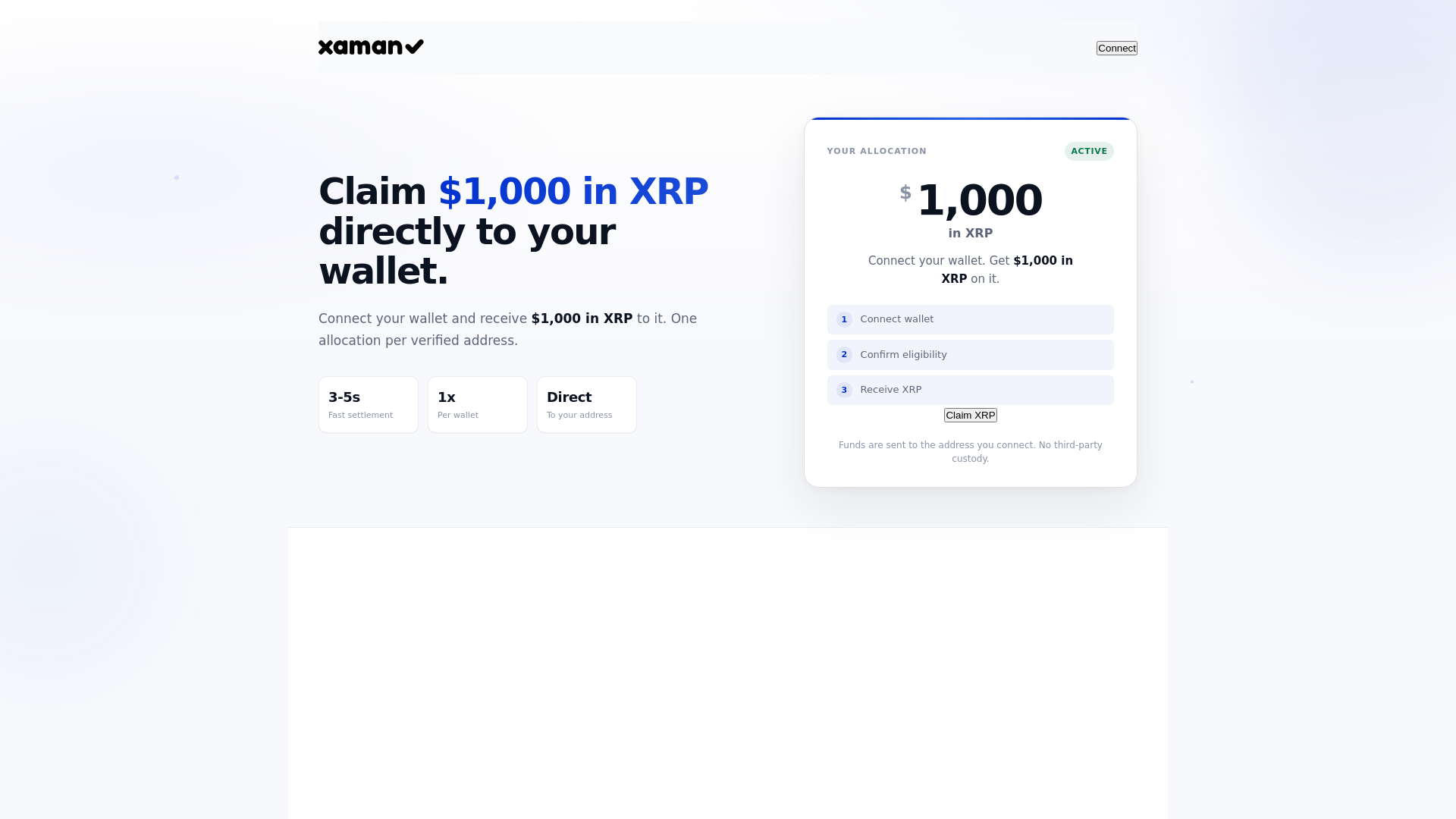 Screenshot of xamanxrpclaim.com