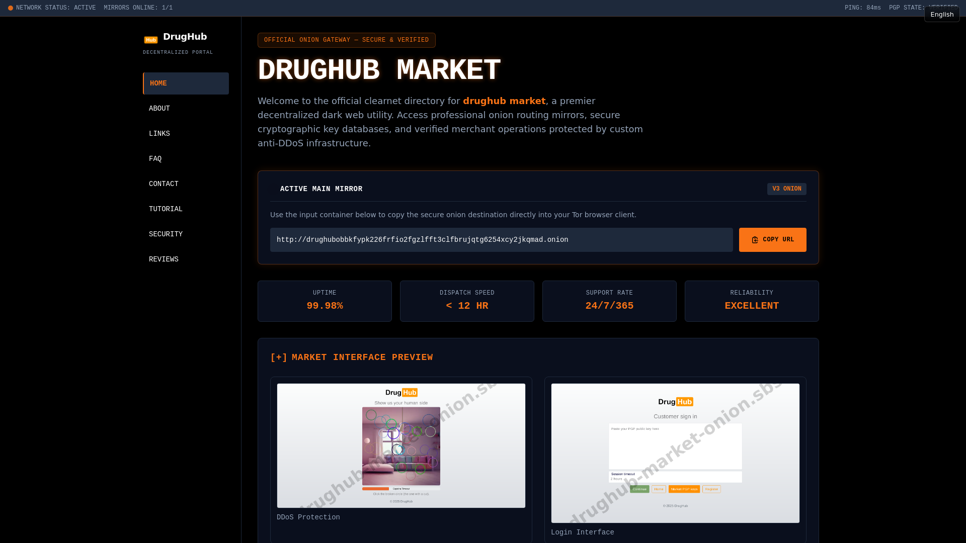 Screenshot of drughub-market-onion.sbs
